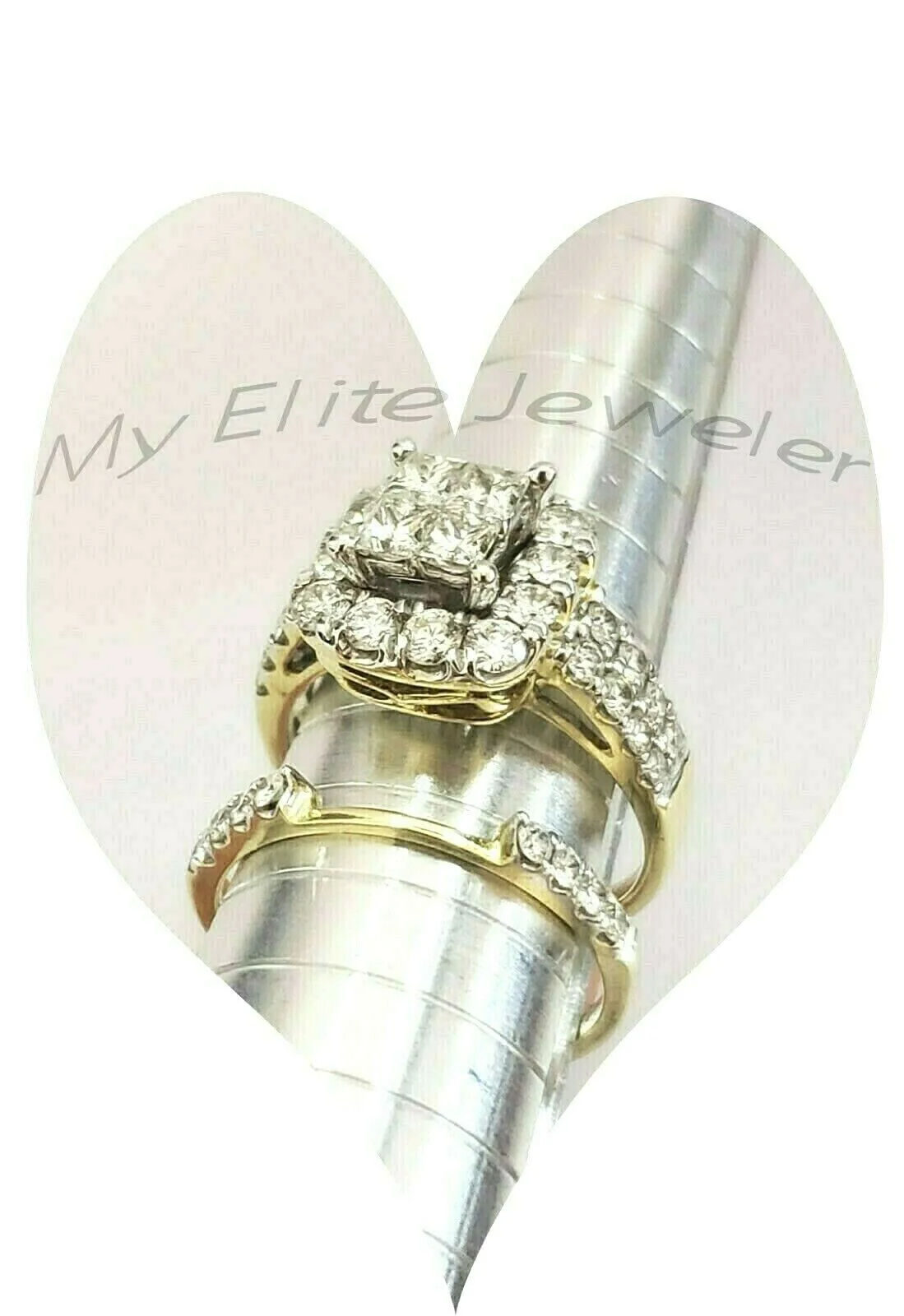 14k Gold 2CT Princess Cut VS Diamond Ladies Ring Bridal set Include Band Ring Sizes 6,7,8,9,10,11 & 12 - Image 5