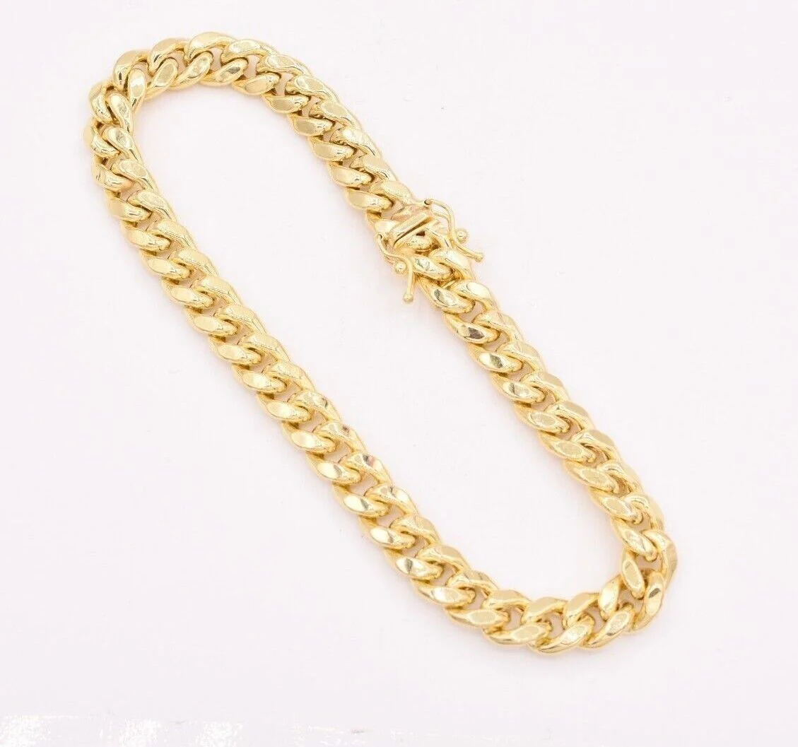14k Gold Bracelet Miami Cuban Link 7mm 9" Inch Real 14 KT Yellow Gold Men Women - Image 7