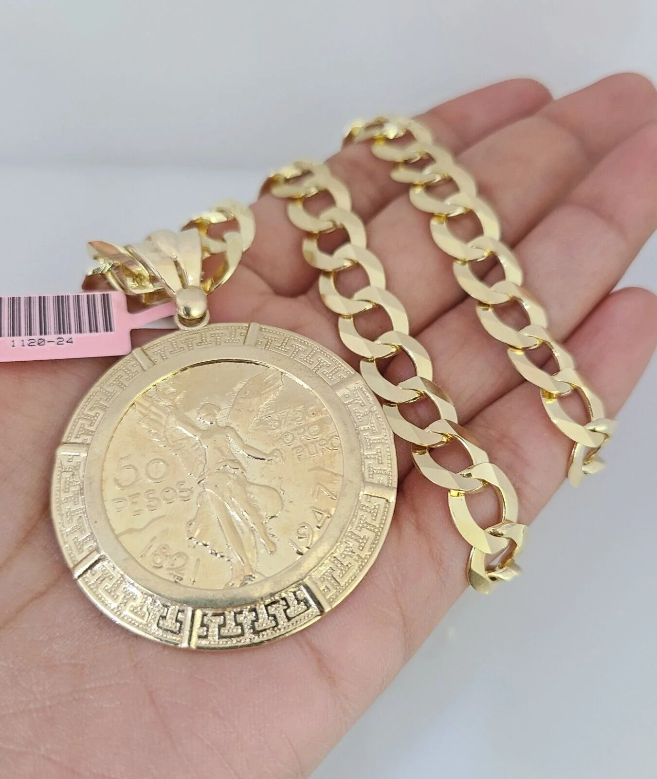14k Gold Chain Centanario Charm Solid Cuban Curb 10mm 20"-30" SET Necklace - Image 6