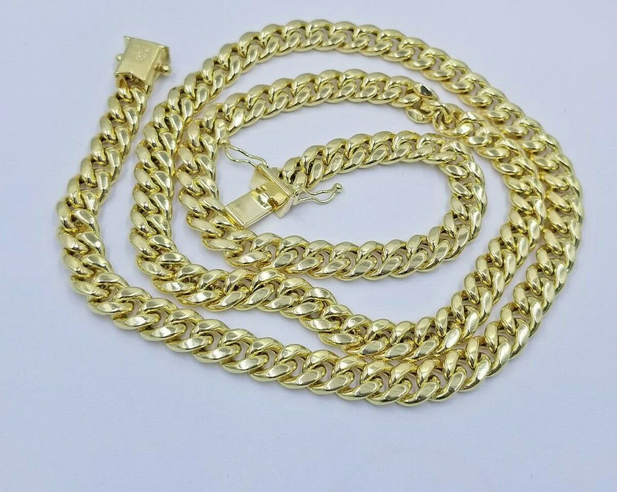 14k Gold Chain Cross SET Miami Cuban Link Necklace 7.5mm 22"- 28" ,Charm Pendant - Image 6