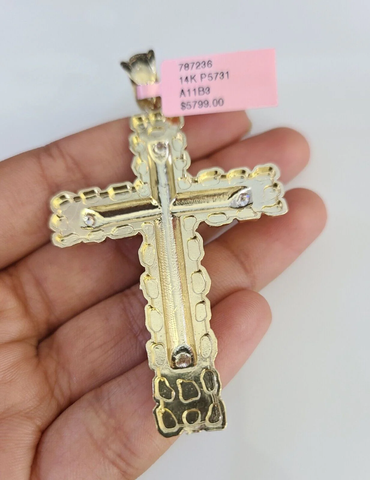 14k Gold Chain Jesus Cross Charm Solid Cuban Curb 10mm 20"-30" SET Necklace - Image 7