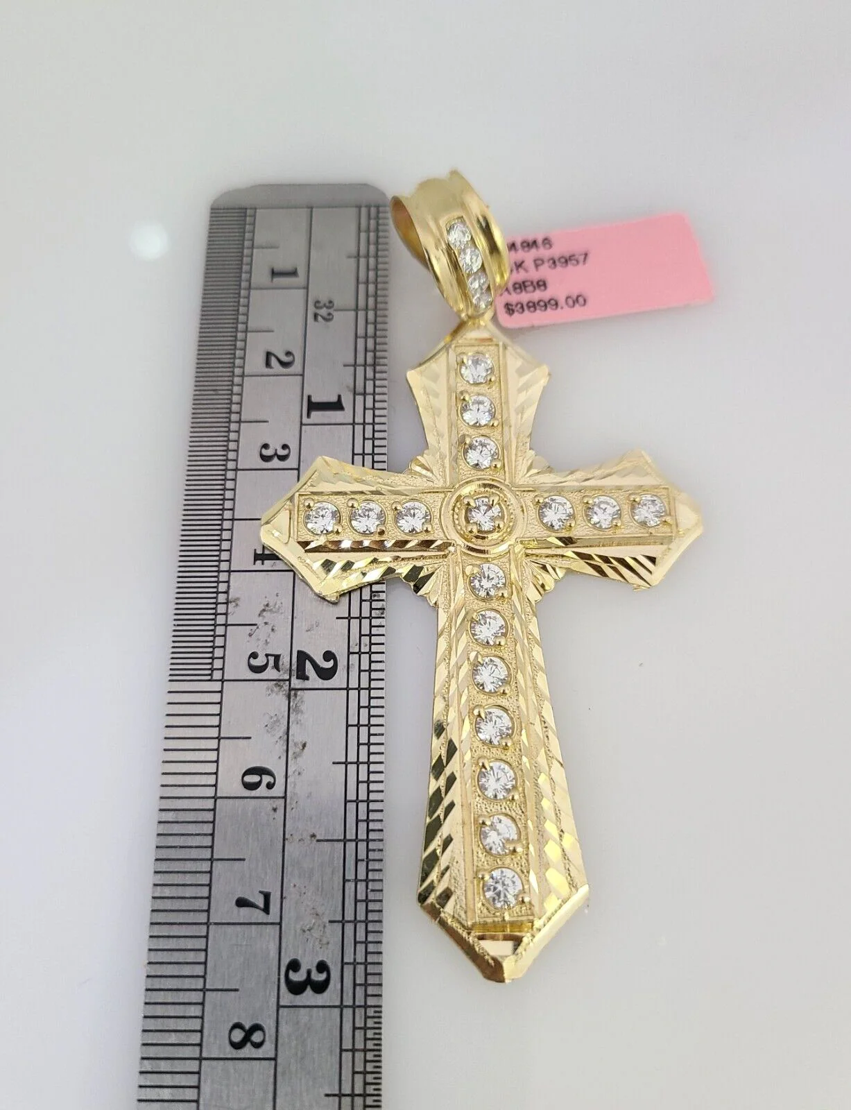 14k Gold Chain Jesus Cross Charm Solid Cuban Curb 10mm 20"-30" SET Necklace - Image 3