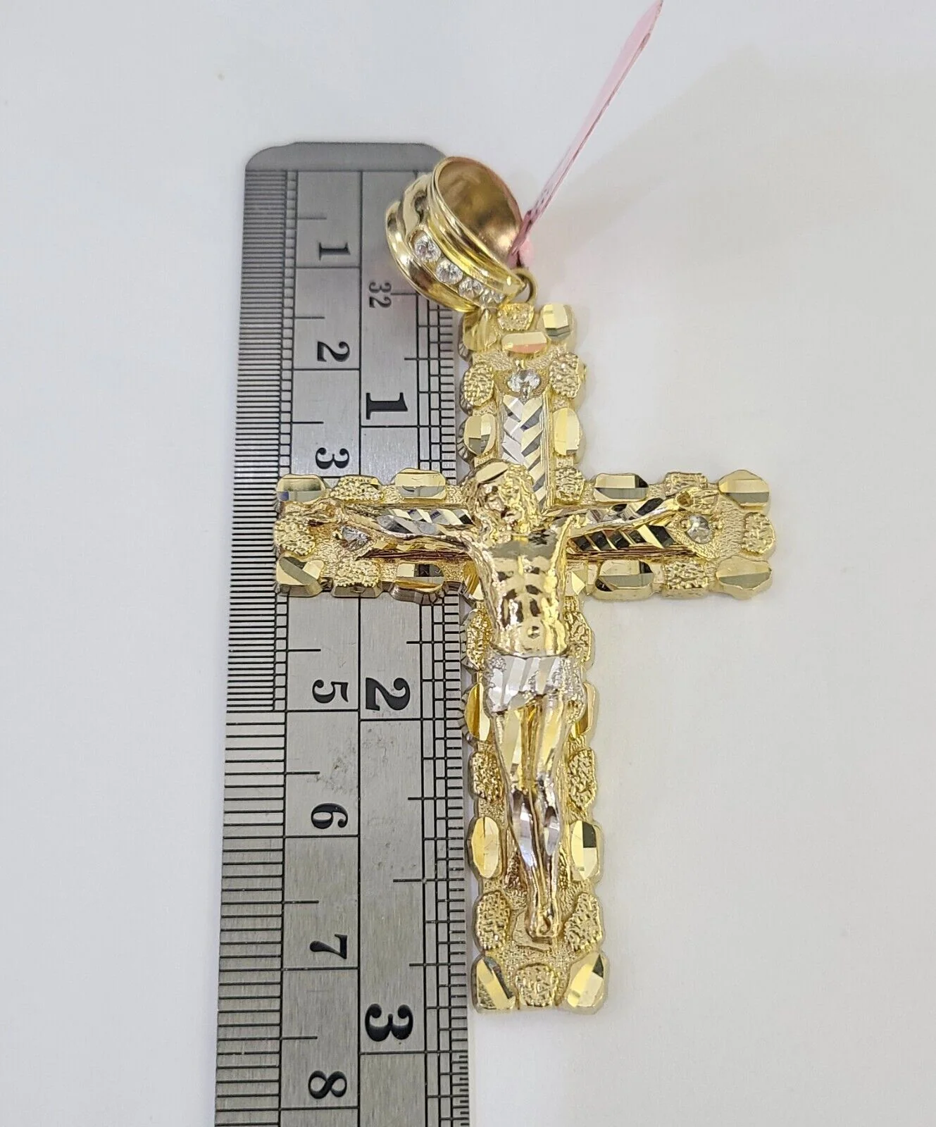 14k Gold Chain Jesus Cross Charm Solid Cuban Curb 5mm 20"-26" Inch SET Necklace - Image 3