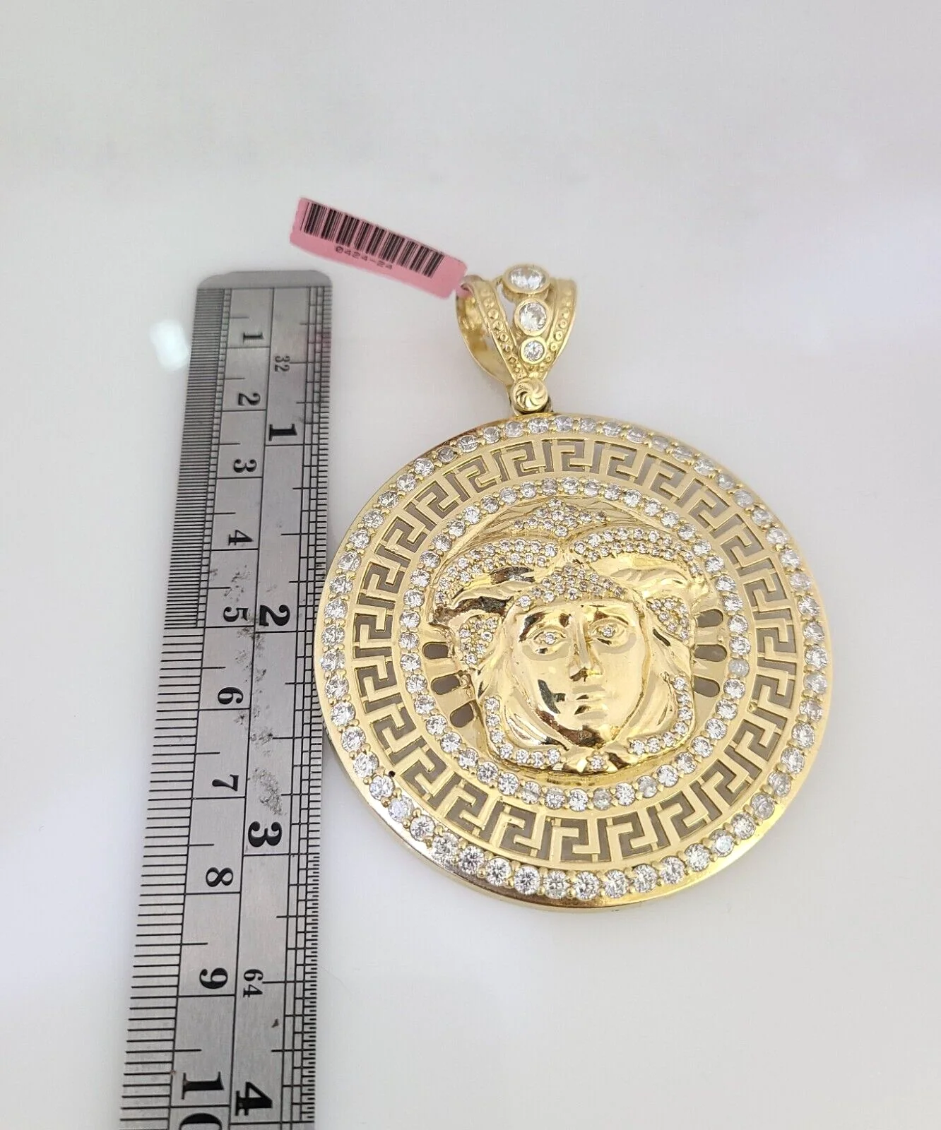 14k Gold Chain Medusa Head Charm Solid Cuban Curb 10mm 20"-30" SET Necklace - Image 3
