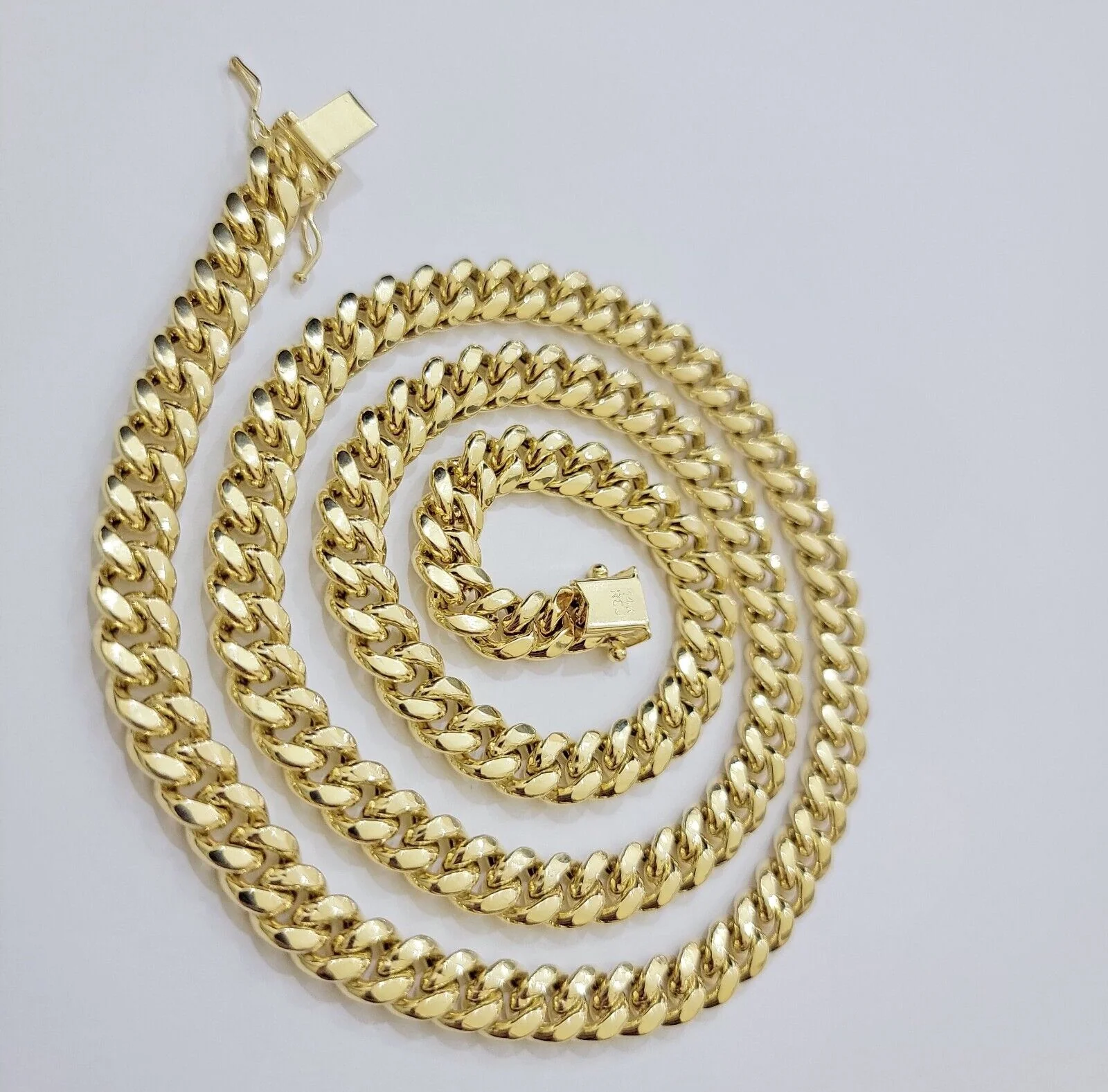 14k Gold Chain Necklace 22 Inch Miami Cuban Link 8mm Box Lock Real 14KT For Mens - Image 10
