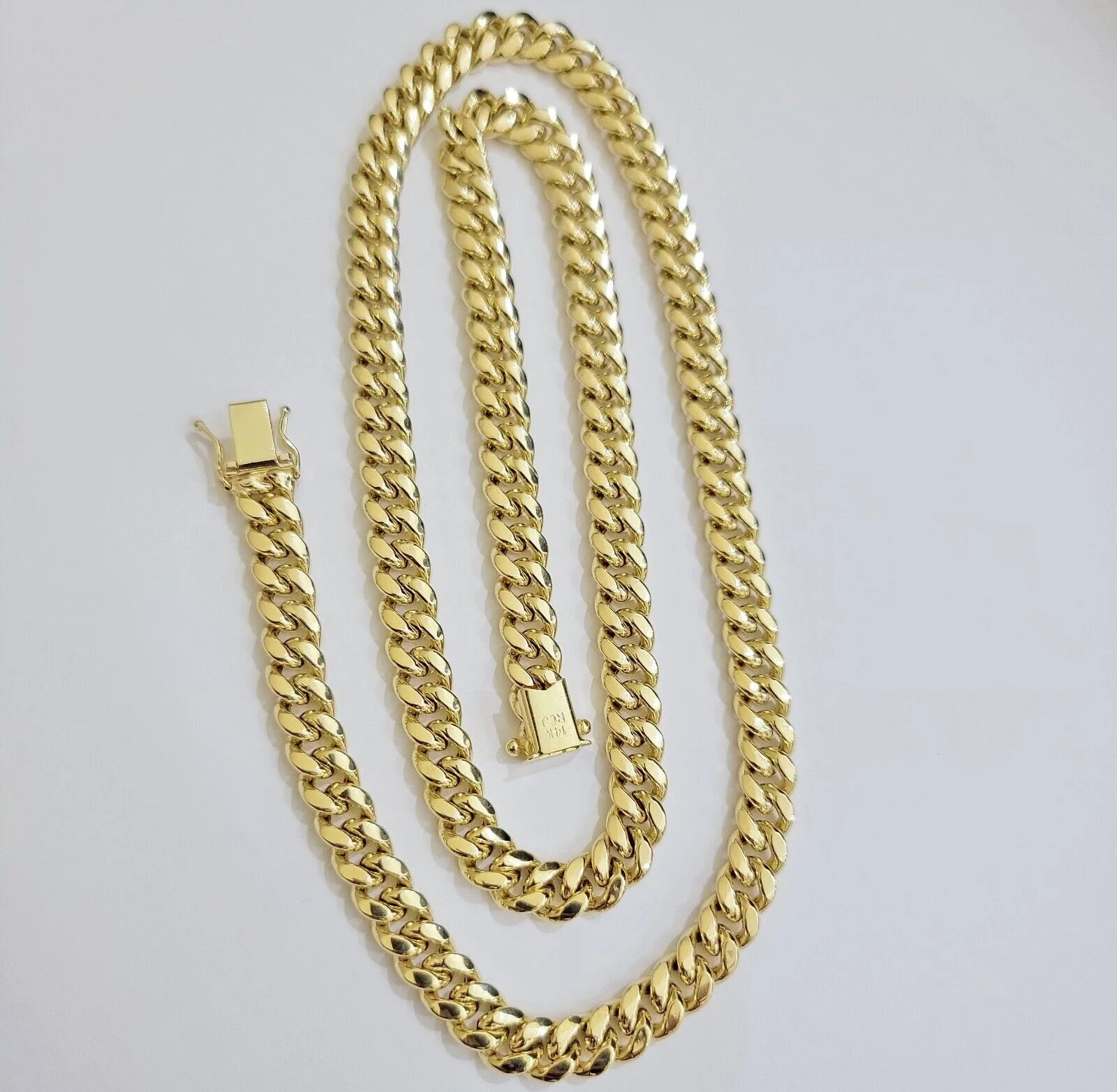 14k Gold Chain Necklace 24 Inch Miami Cuban Link 8mm Box Lock Real 14KT For Mens - Image 6