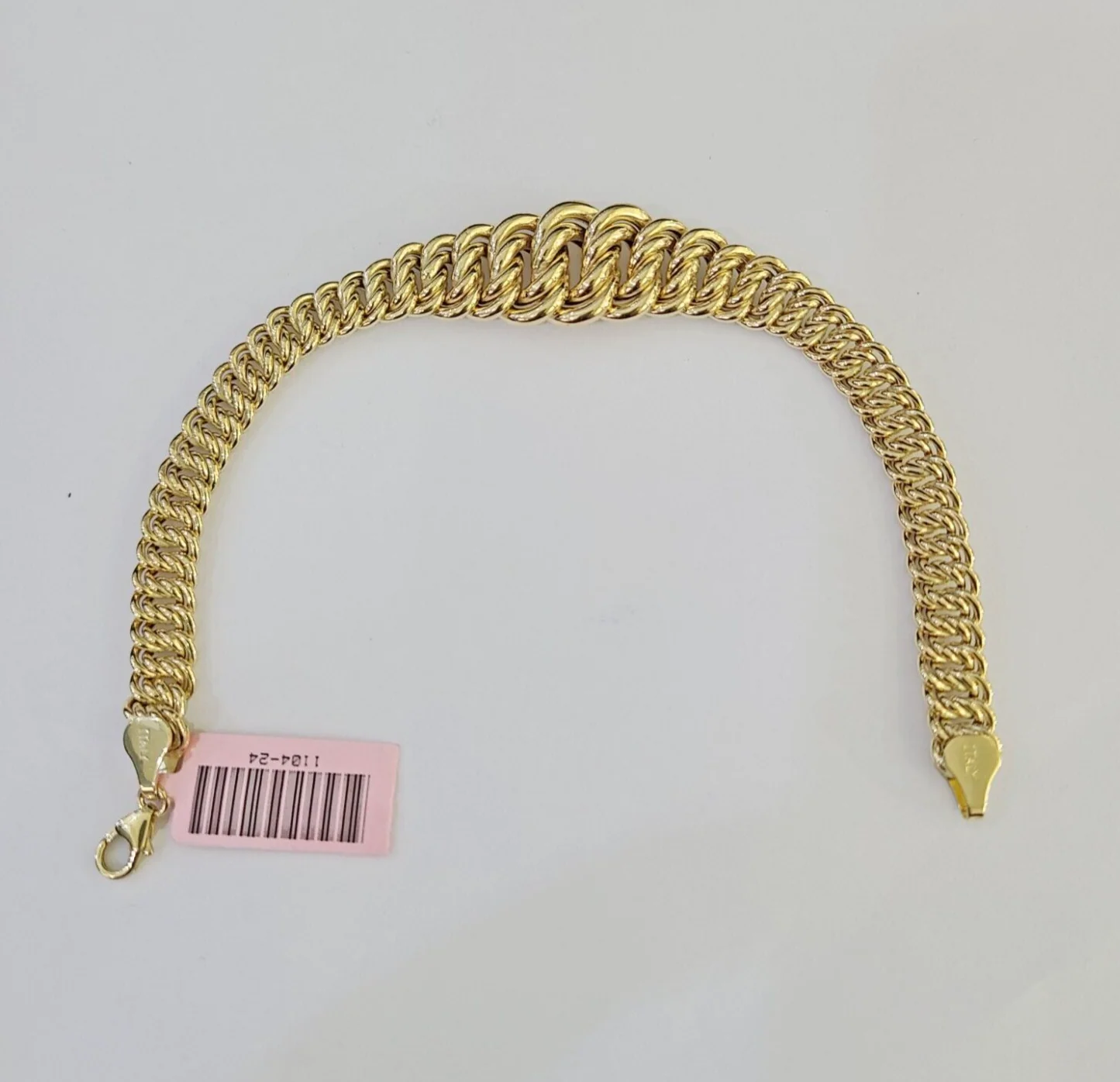 14K Gold Flat Byzantine Link Princesa Bracelet 7mm 7" inch Real Yellow 14Kt - Image 4