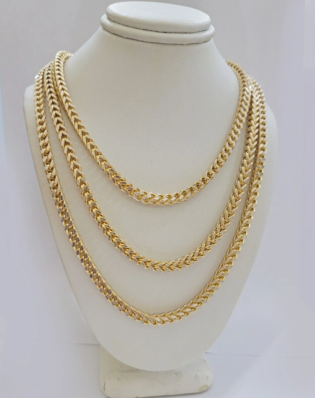 14k Gold Mens Necklace Franco Chain 4mm 24 Inch Diamond Cut 14k Yellow Gold REAL - Image 5