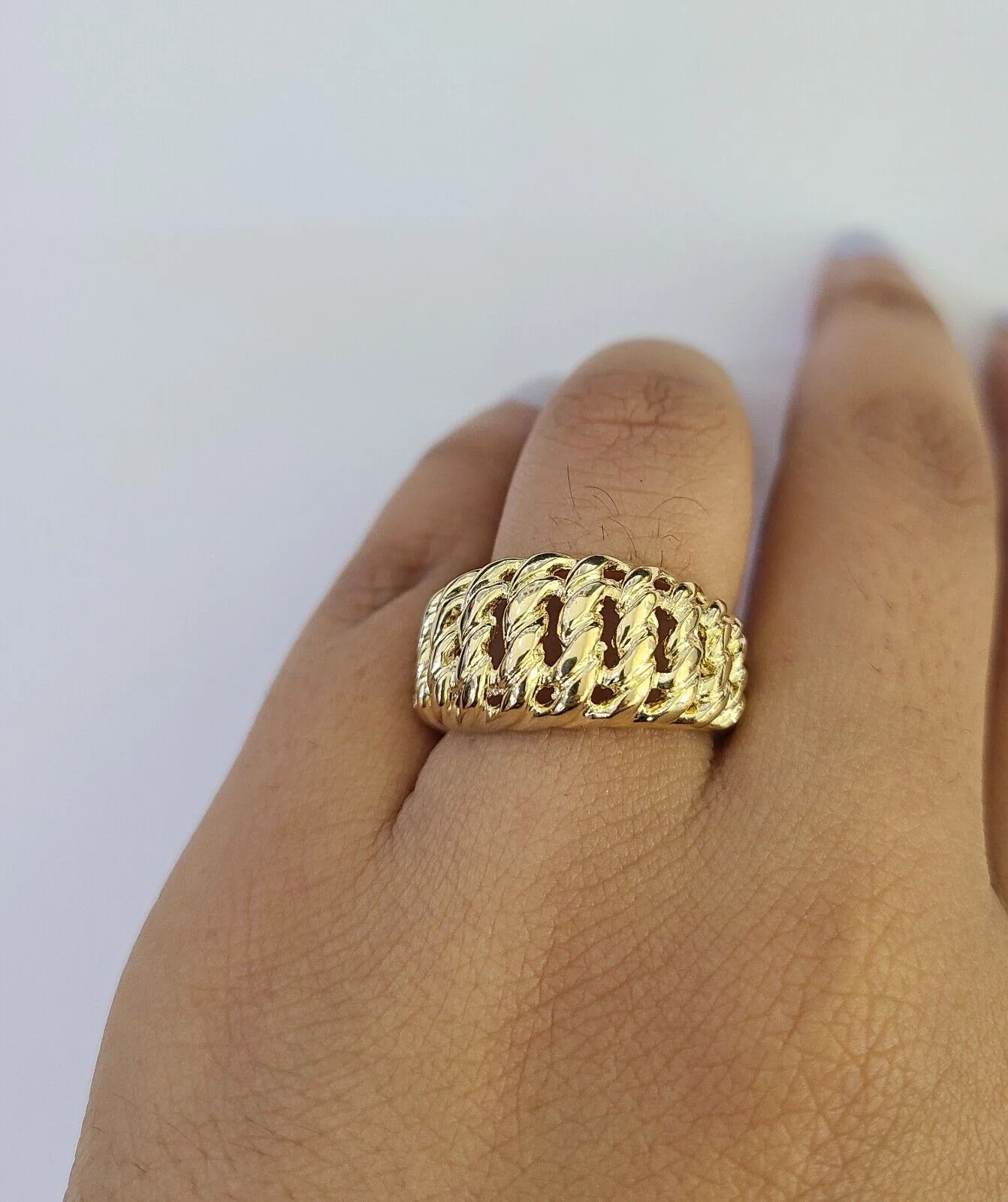 14K Gold Princesa Ring Bracelet 7.5" 7mm Real Yellow SET Flat Byzantine 14Kt All Sizes - Image 2