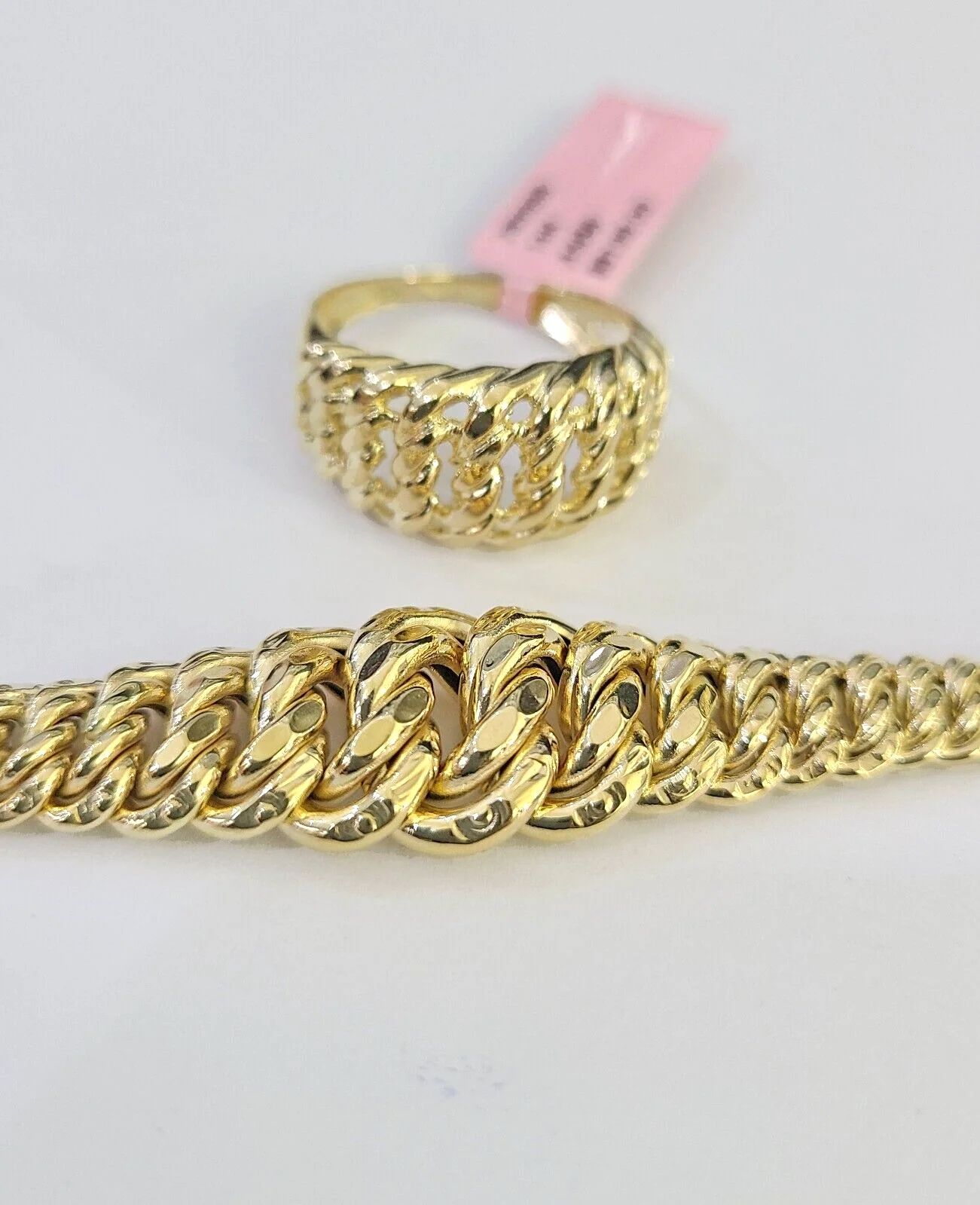 14K Gold Princesa Ring Bracelet 7.5" 7mm Real Yellow SET Flat Byzantine 14Kt All Sizes - Image 9