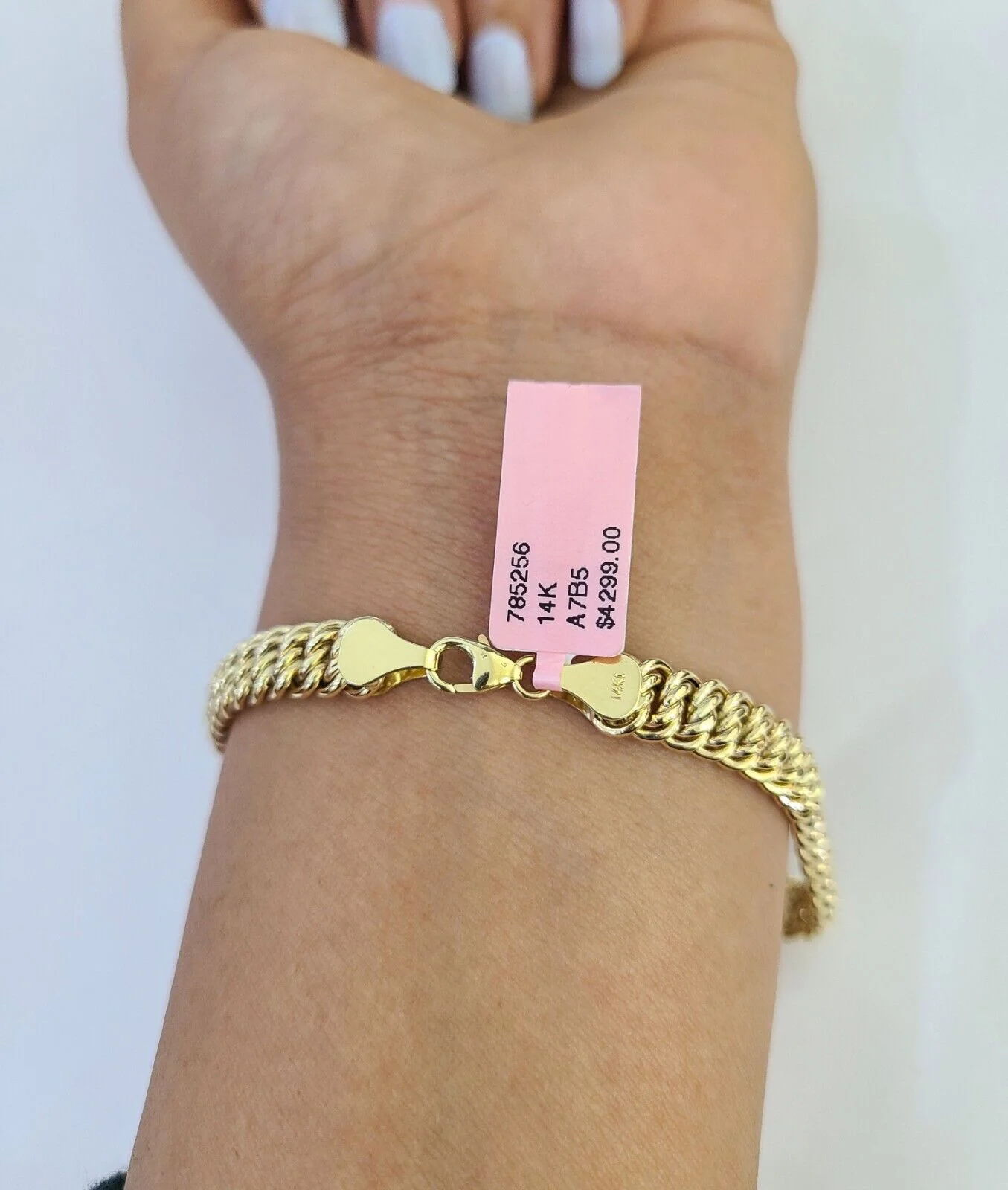 14K Gold Princesa Ring Bracelet 7" 7mm Real Yellow SET Flat Byzantine Link 14Kt All Sizes - Image 14
