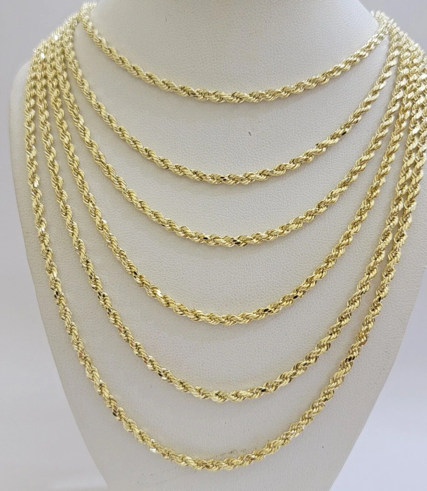 14k Gold Rope Chain Necklace 18"-26 Inches 3mm Diamond Cuts Men Women Real SOLID - Image 5
