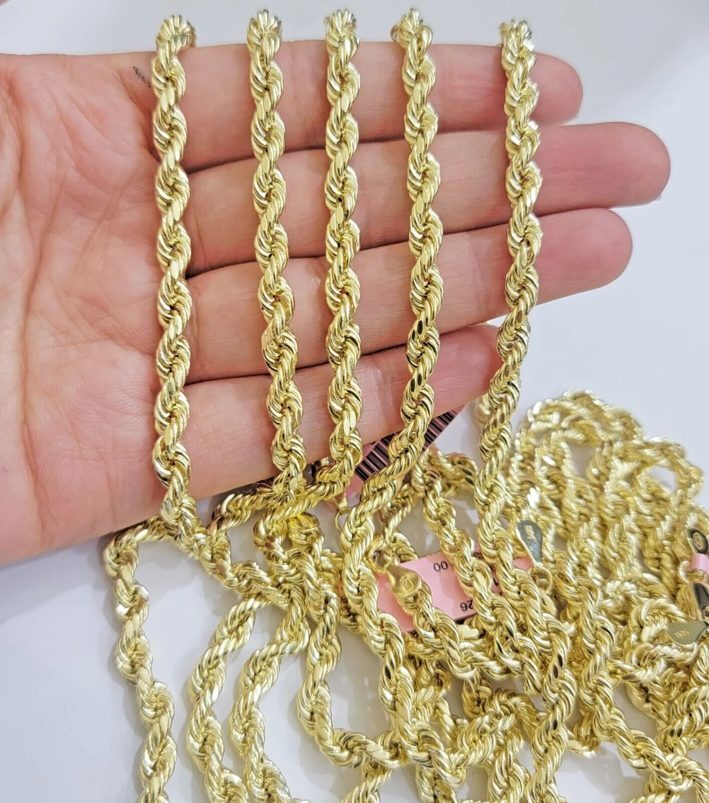 14k Gold Rope Chain Necklace 5mm 18-26 Inch Diamond Cut Men Women REAL 14KT GOLD - Image 2