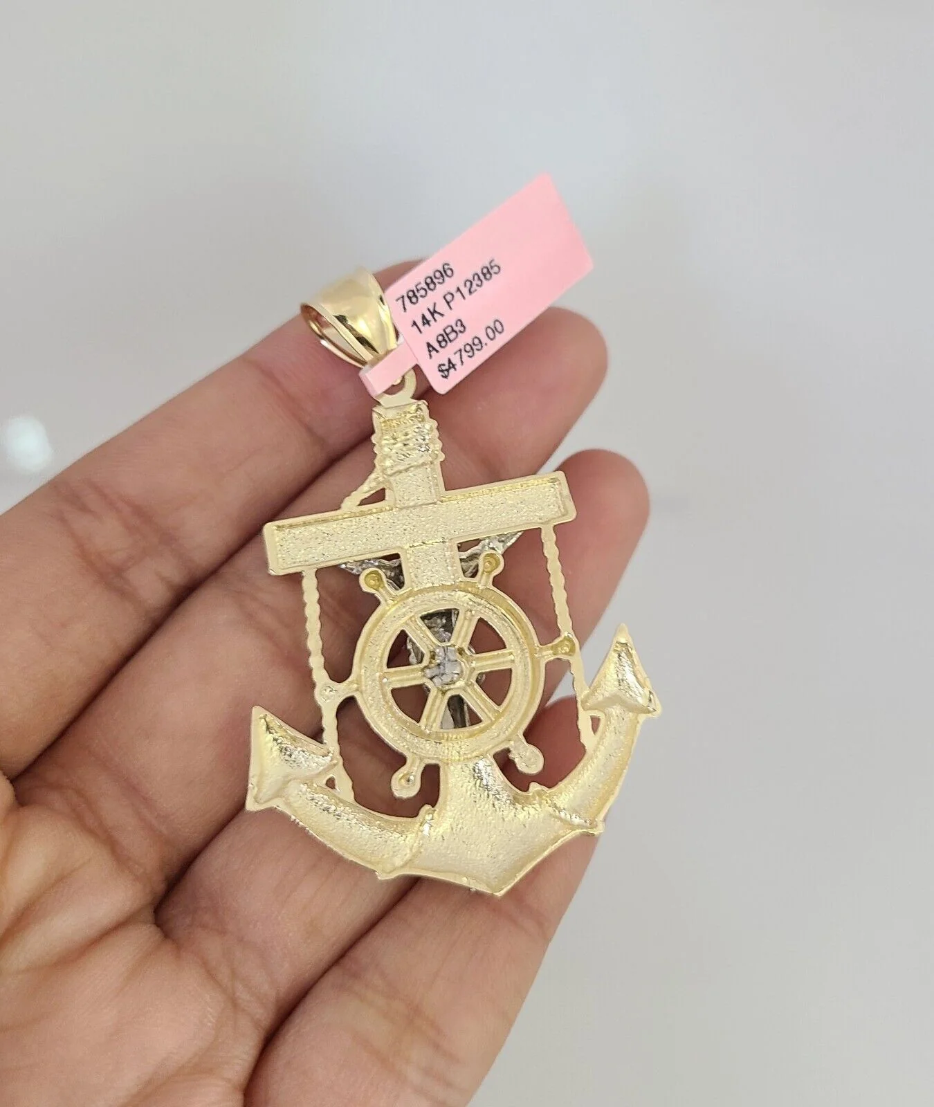 14k Gold Rope Chain Necklace Set 6mm Jesus Anchor Charm Pendant 18"-28" inch - Image 5