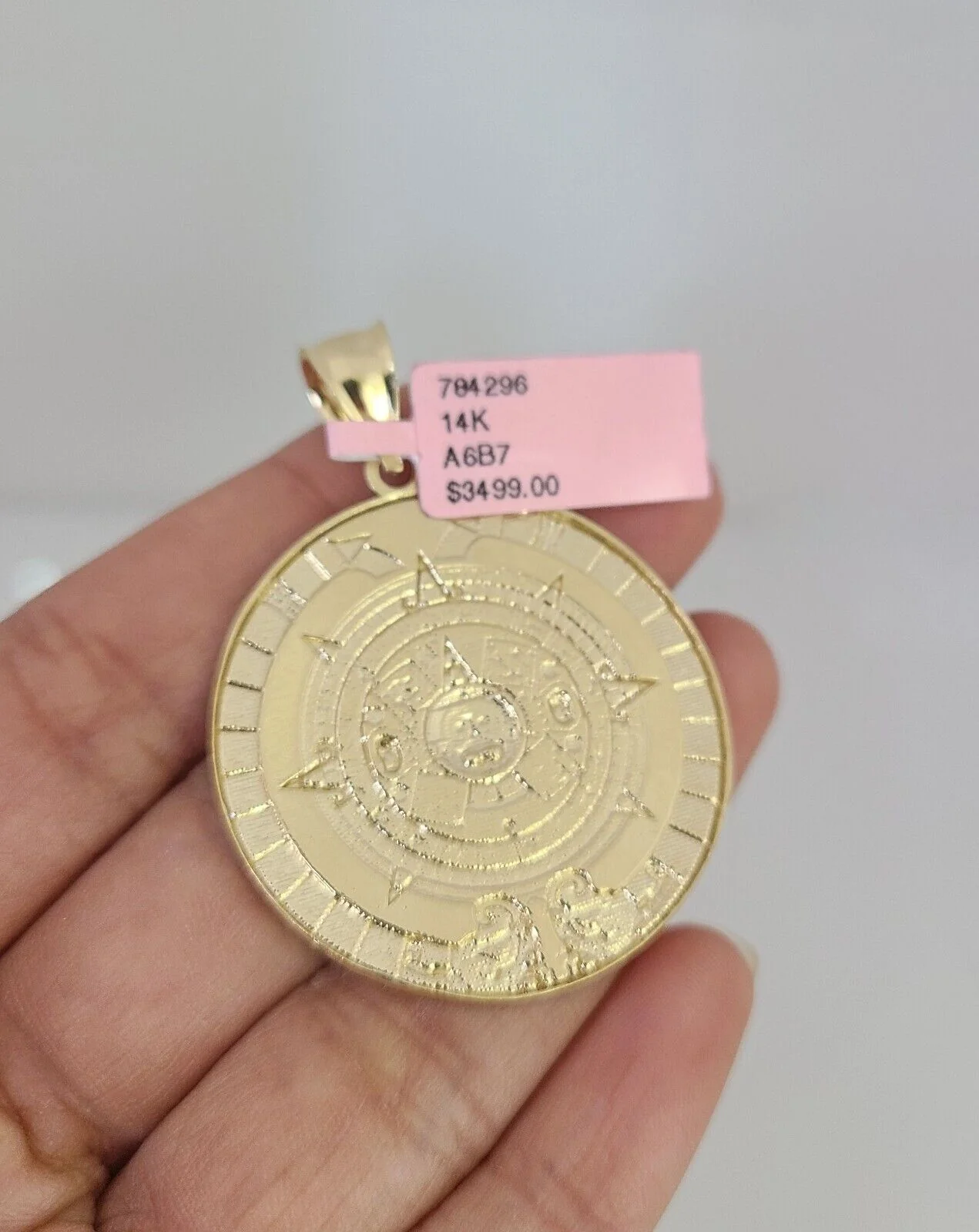 14k Gold Rope Chain Necklace Set 6mm Mayan Calendar Charm Pendant 18"-28" inch - Image 7