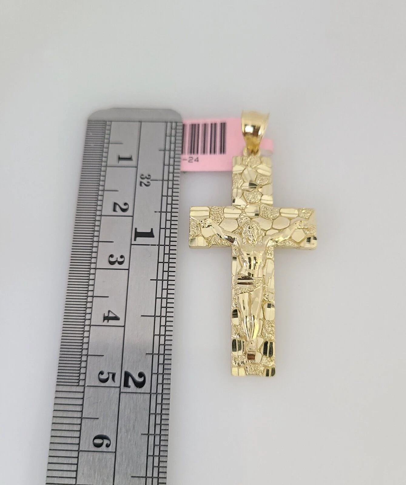 14k Gold Rope Chain Necklace Set 6mm Nugget Cross Charm Pendant 18"-28" inch - Image 3