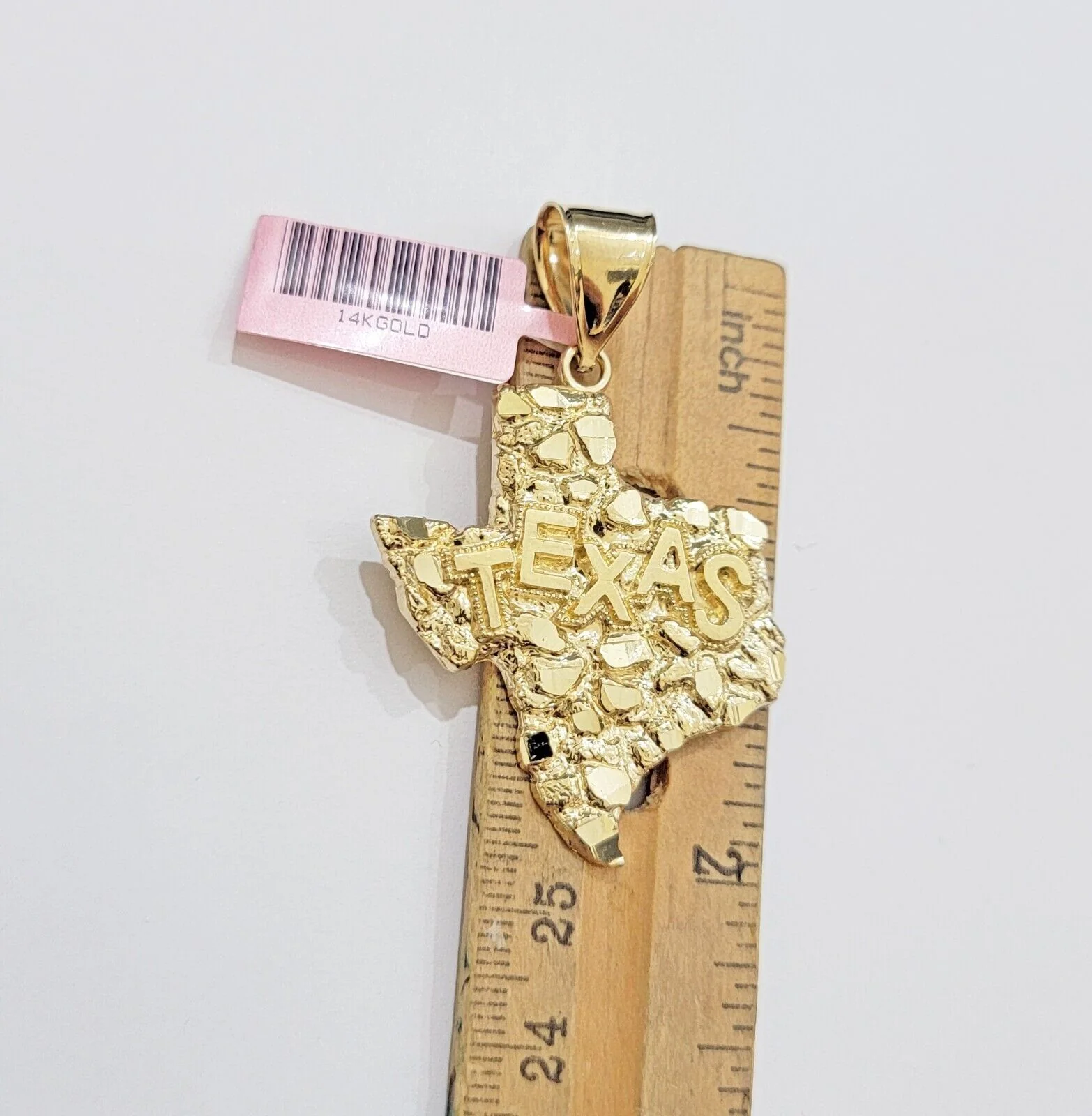 14k Gold Rope Chain & Nugget Texas map Charm pendant & 20 Inch Necklace Set Mens - Image 2