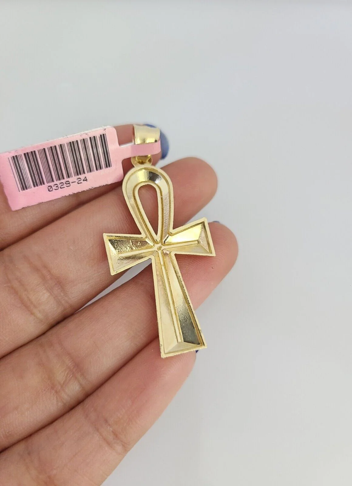14k Gold Solid Chain Ankh Cross Pendant Set 14kt Miami Cuban Link 3mm Charm - Image 6