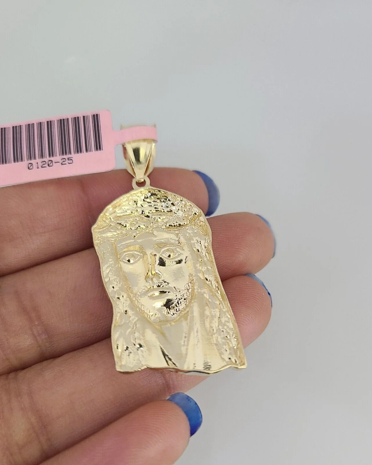 14k Gold Solid Chain Jesus Head Pendant Set 14kt Miami Cuban Link 3mm Charm - Image 5