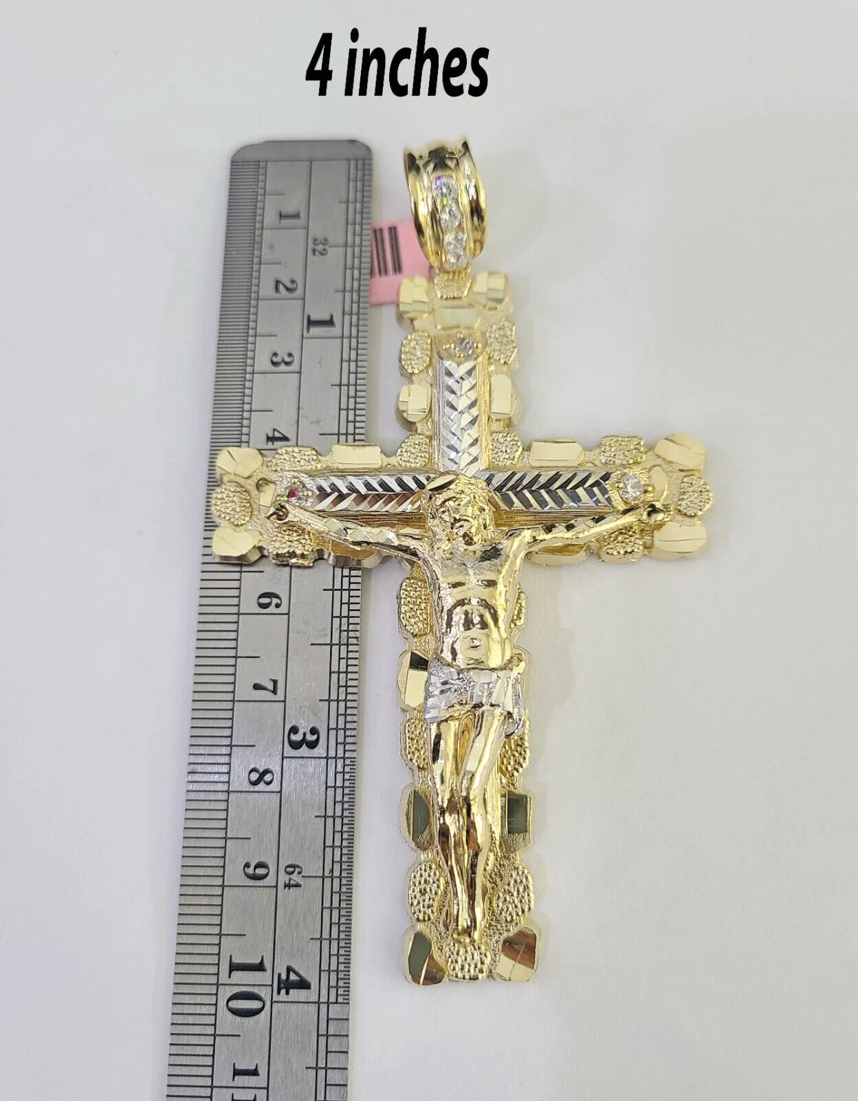 14k Jesus Cross Charm Pendant Yellow Gold Men Women 4" 3" 2" 1.5-2" - Image 3