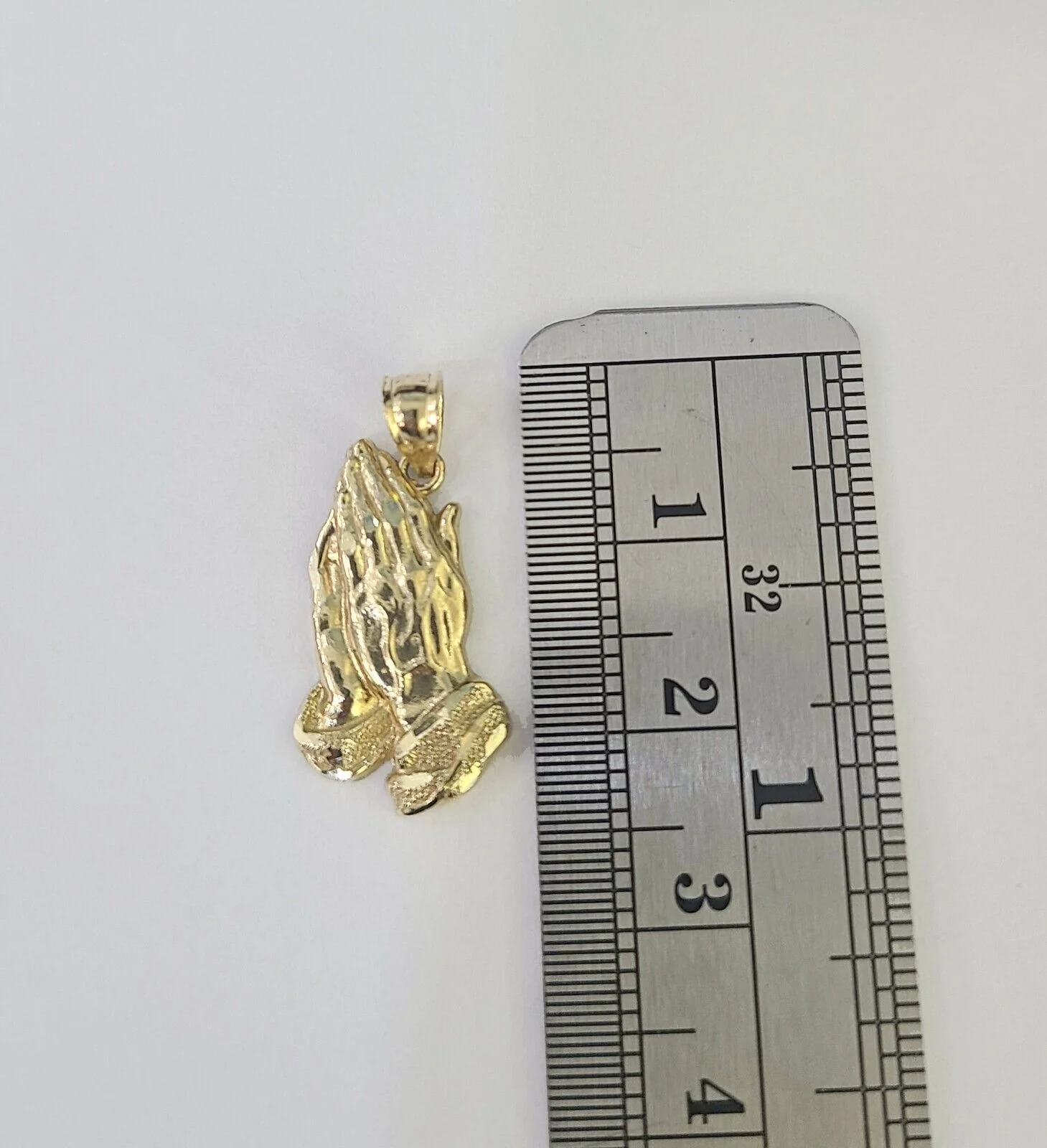 14k Miami Cuban Chain Praying Hands Charm Pendant 2mm 18"-24inch SET Necklace - Image 2