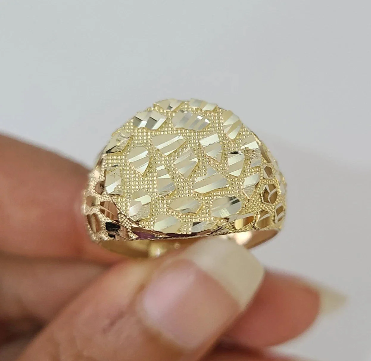 14k Nugget Ring Round Yellow Gold Women Men Real Genuine 14KT - Image 3