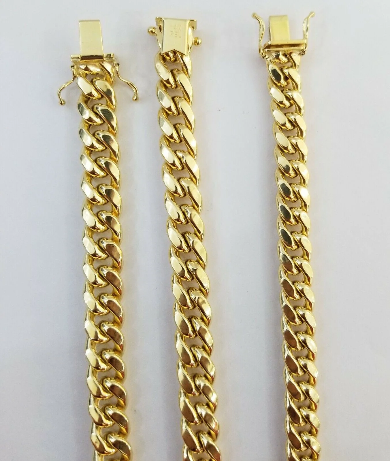 14K Real Gold Bracelet Miami Cuban Link Box Lock 8inch 10kt yellow gold bracelet - Image 10