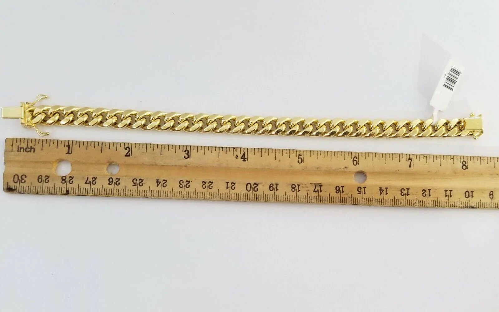 14K Real Gold Bracelet Miami Cuban Link Box Lock 8inch 10kt yellow gold bracelet - Image 7
