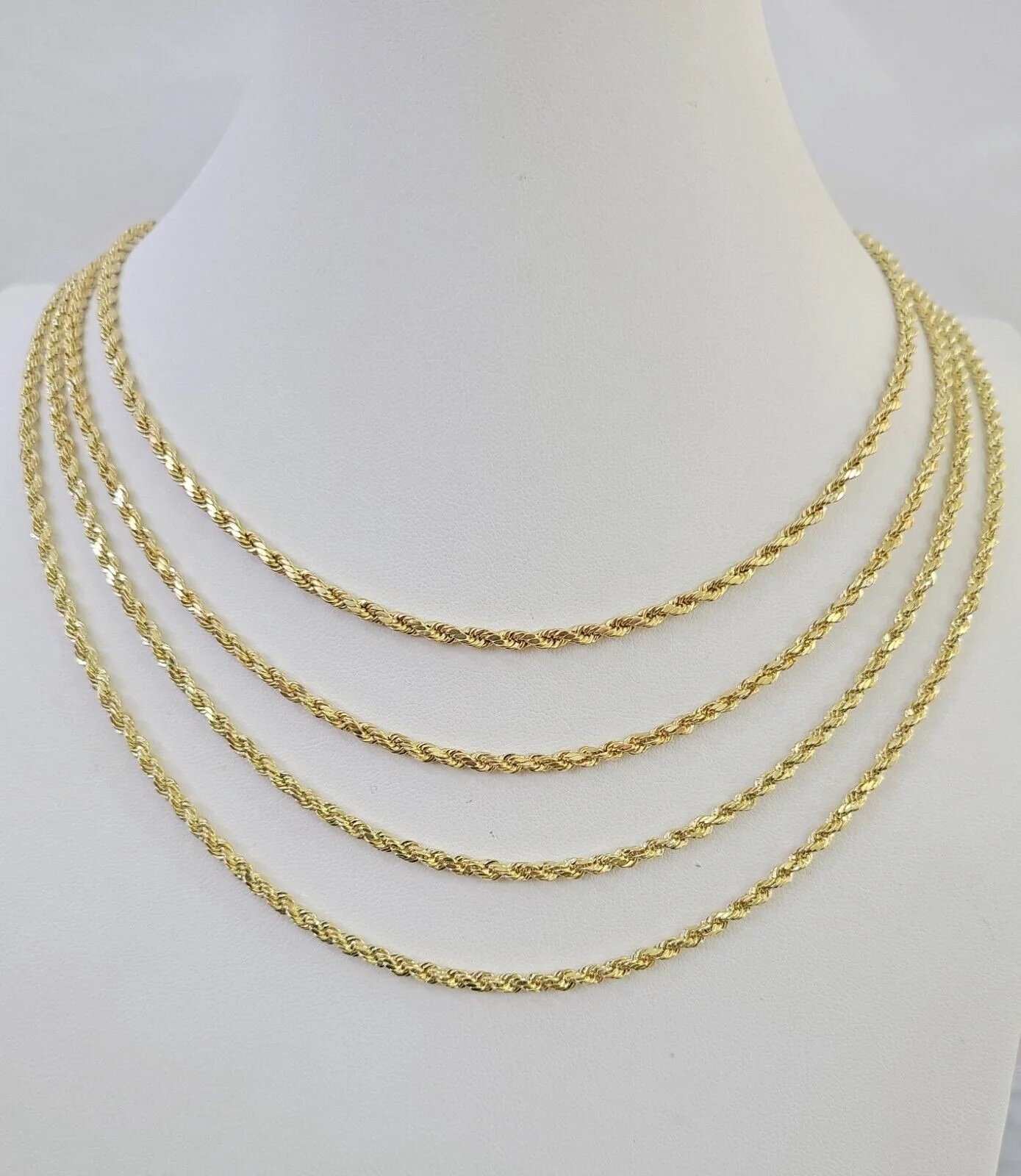 14k Real Rope Chain Necklace 3mm 18"-26" Inch Yellow Gold Men Women Genuine