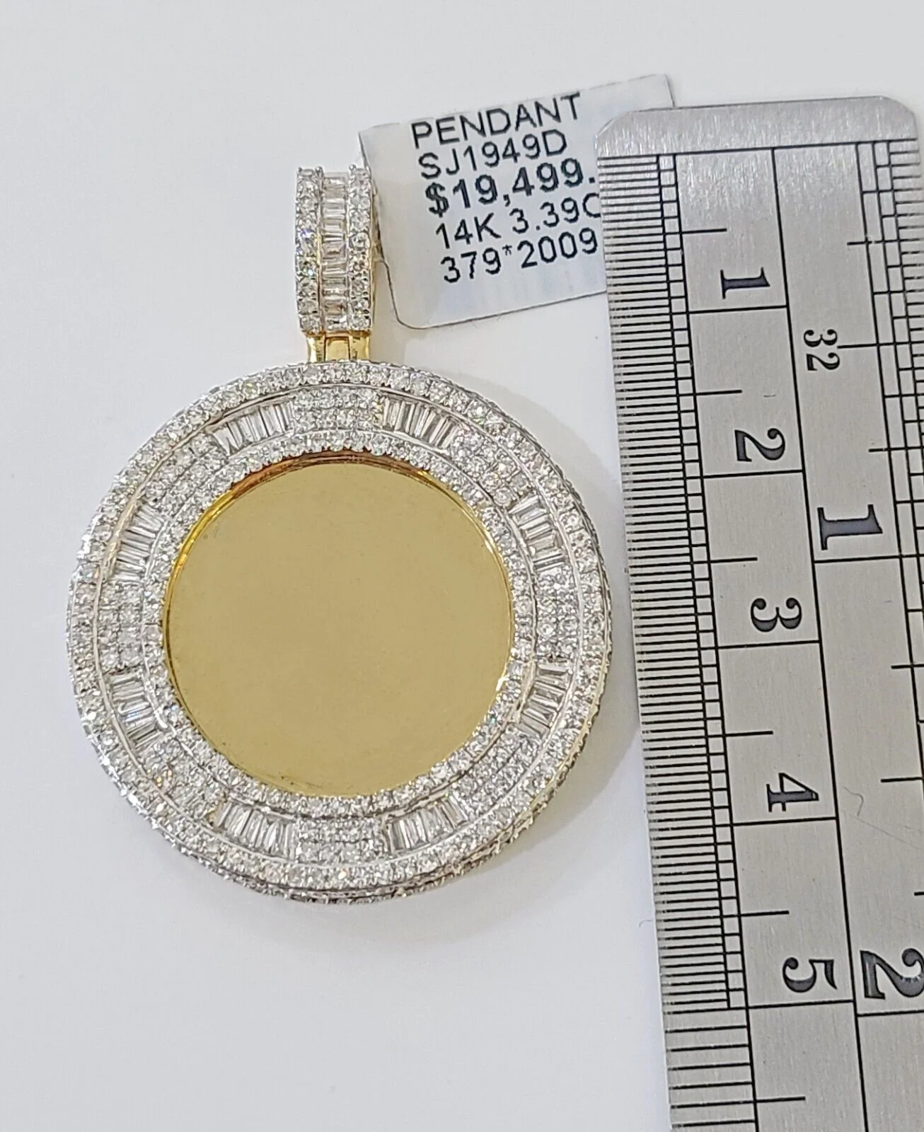 14k Real Yellow Gold And Diamond Circular Charm / Pendant 3.39CT - Image 3