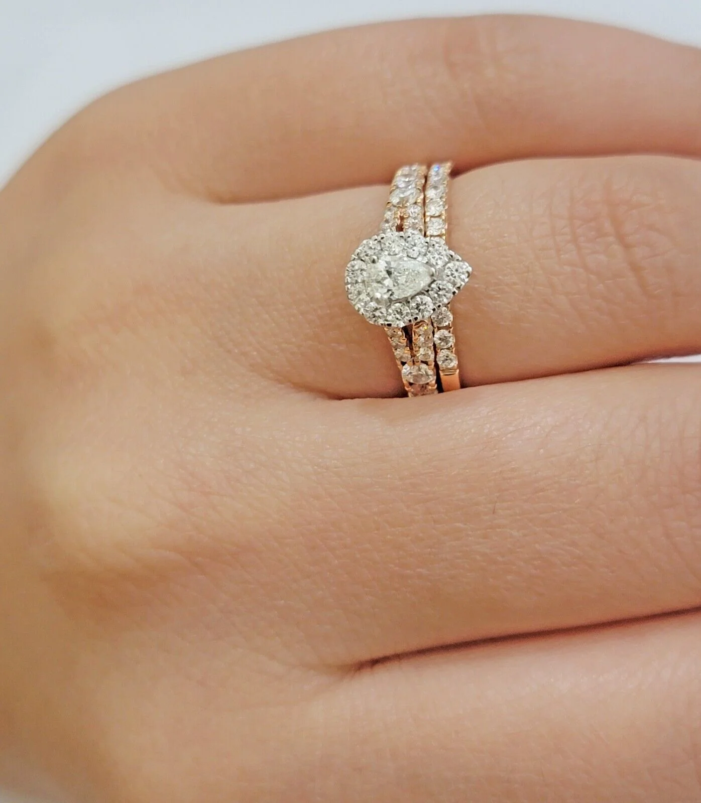 14k Rose Gold Diamond Ring & Band Set Ladies 1CT Wedding Engagement Solid REAL - Image 4