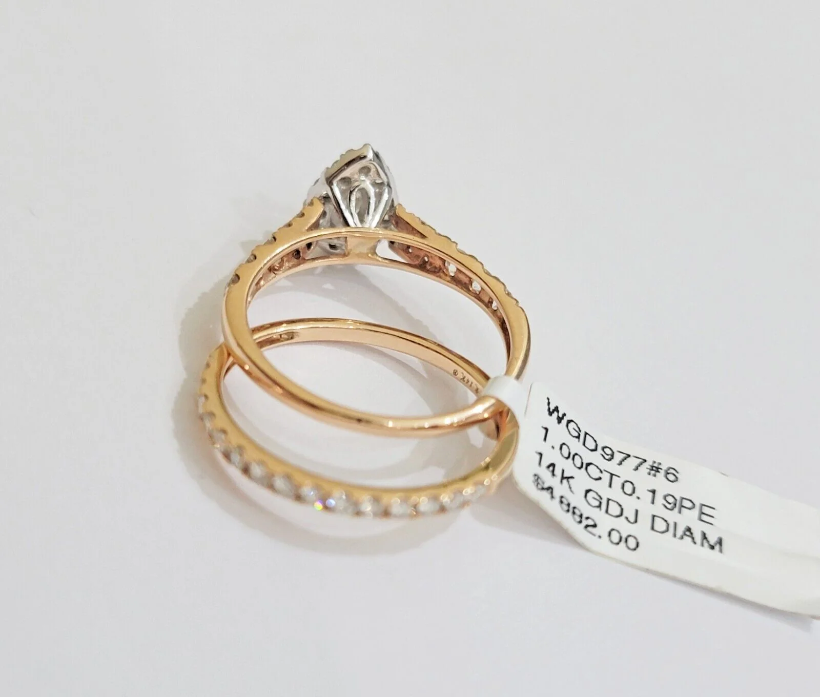 14k Rose Gold Diamond Ring & Band Set Ladies 1CTW Wedding Engagement Solid REAL - Image 6