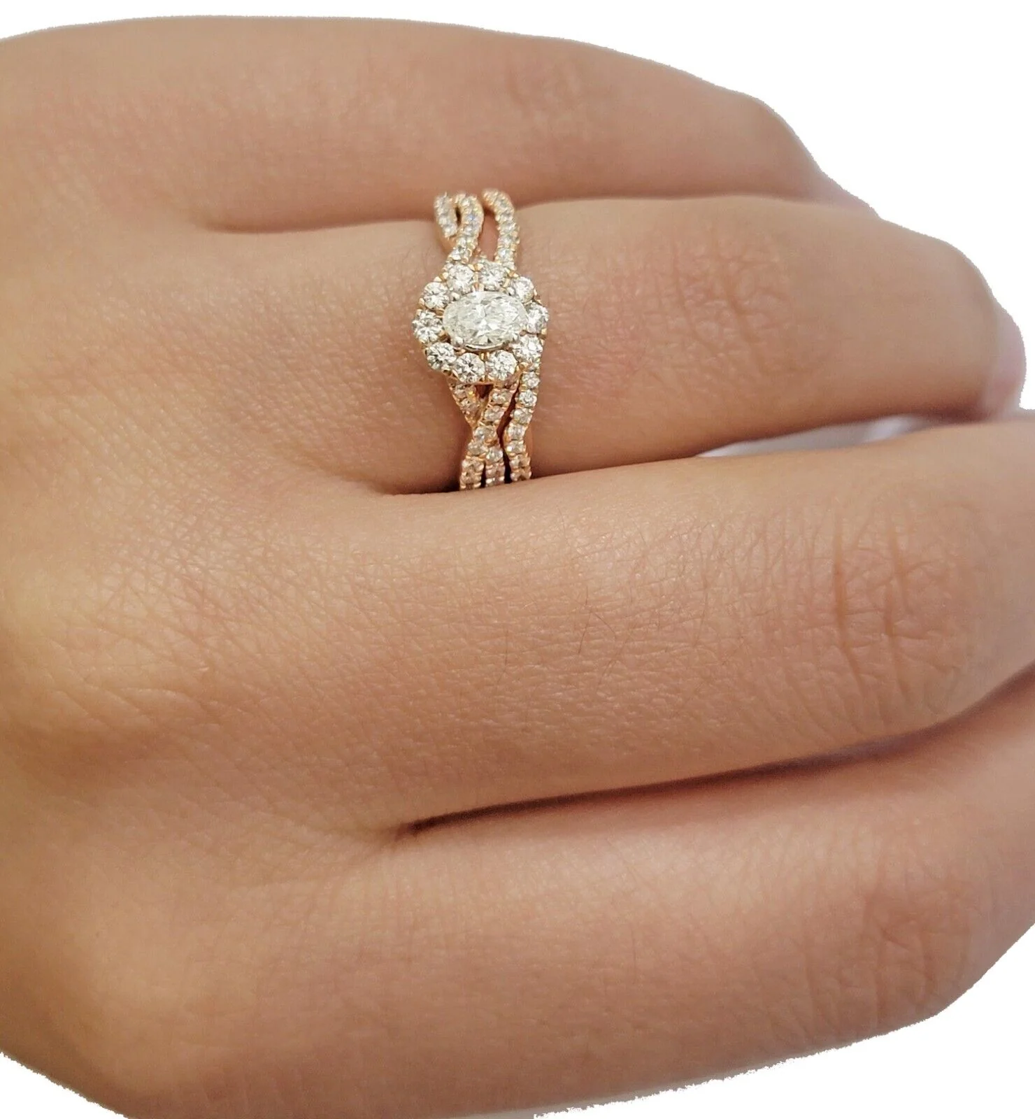 14k Rose Gold Diamond Ring Band Set Ladies Wedding Engagement Anniversary ,Solid - Image 5