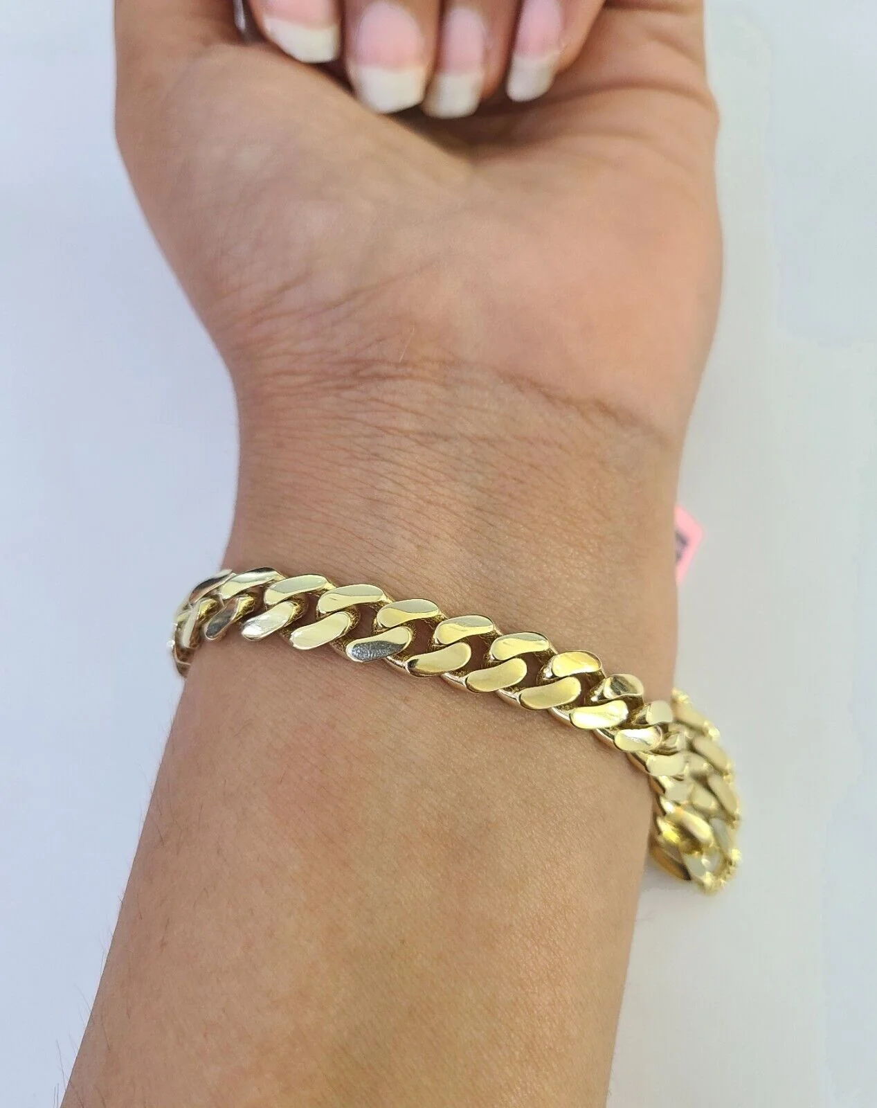 14K Royal Monaco Cuban Bracelet Yellow Gold 8mm 8 inches Box Lock - Image 2
