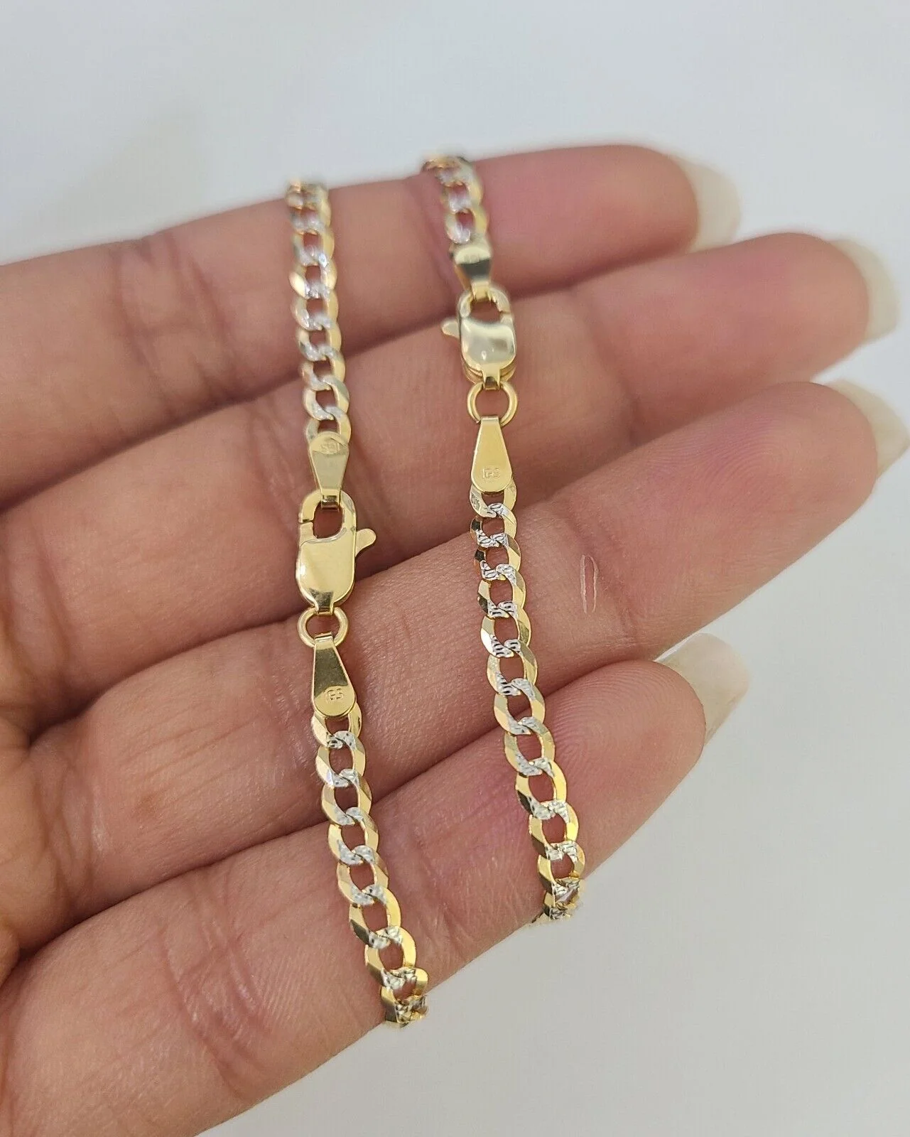 14K Solid Cuban Curb Link Bracelet Diamond Cut 3mm 8" Inch REAL Yellow Gold - Image 2