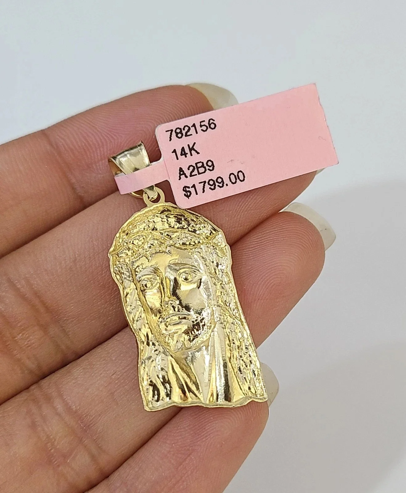 14k Solid Figaro Chain Jesus Head Pendant Gold 4mm 18-28 inch SET Necklace - Image 6