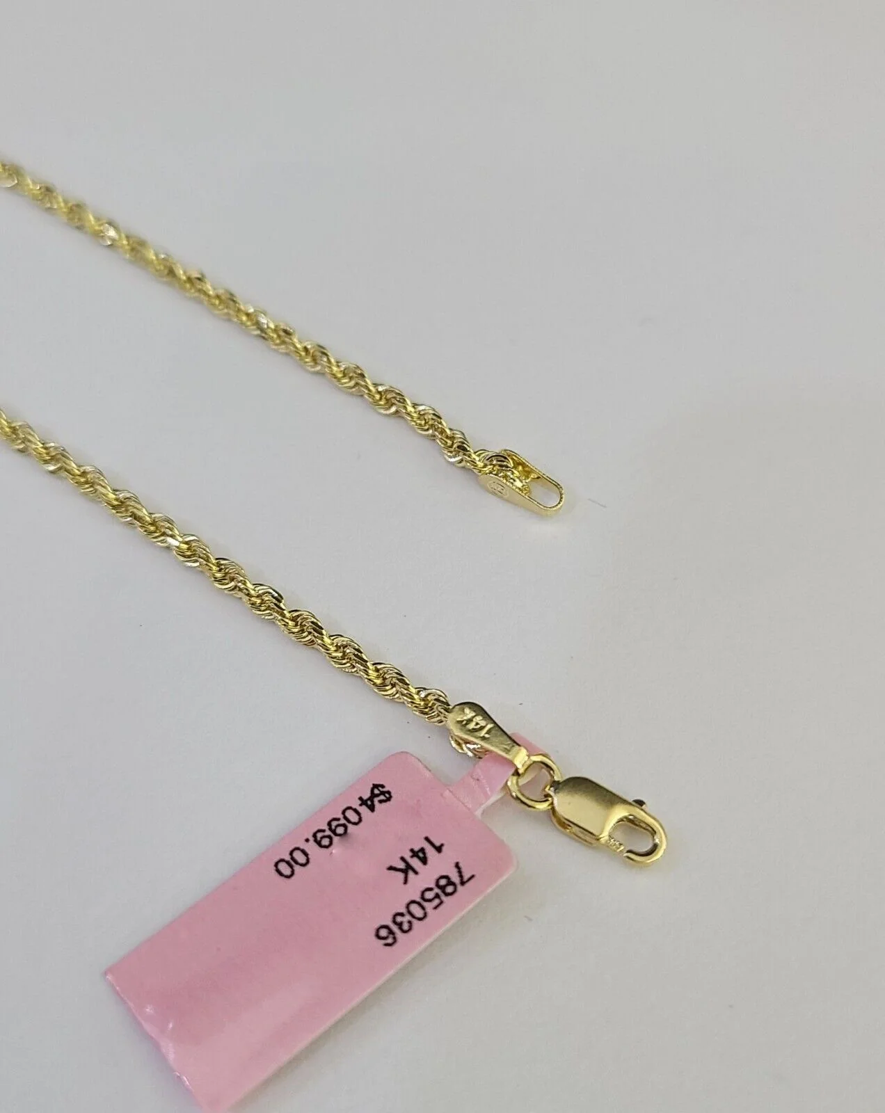 14k Solid Rope Chain Necklace 2mm 16"-24" Inch Yellow Gold Men Women 14Kt - Image 4