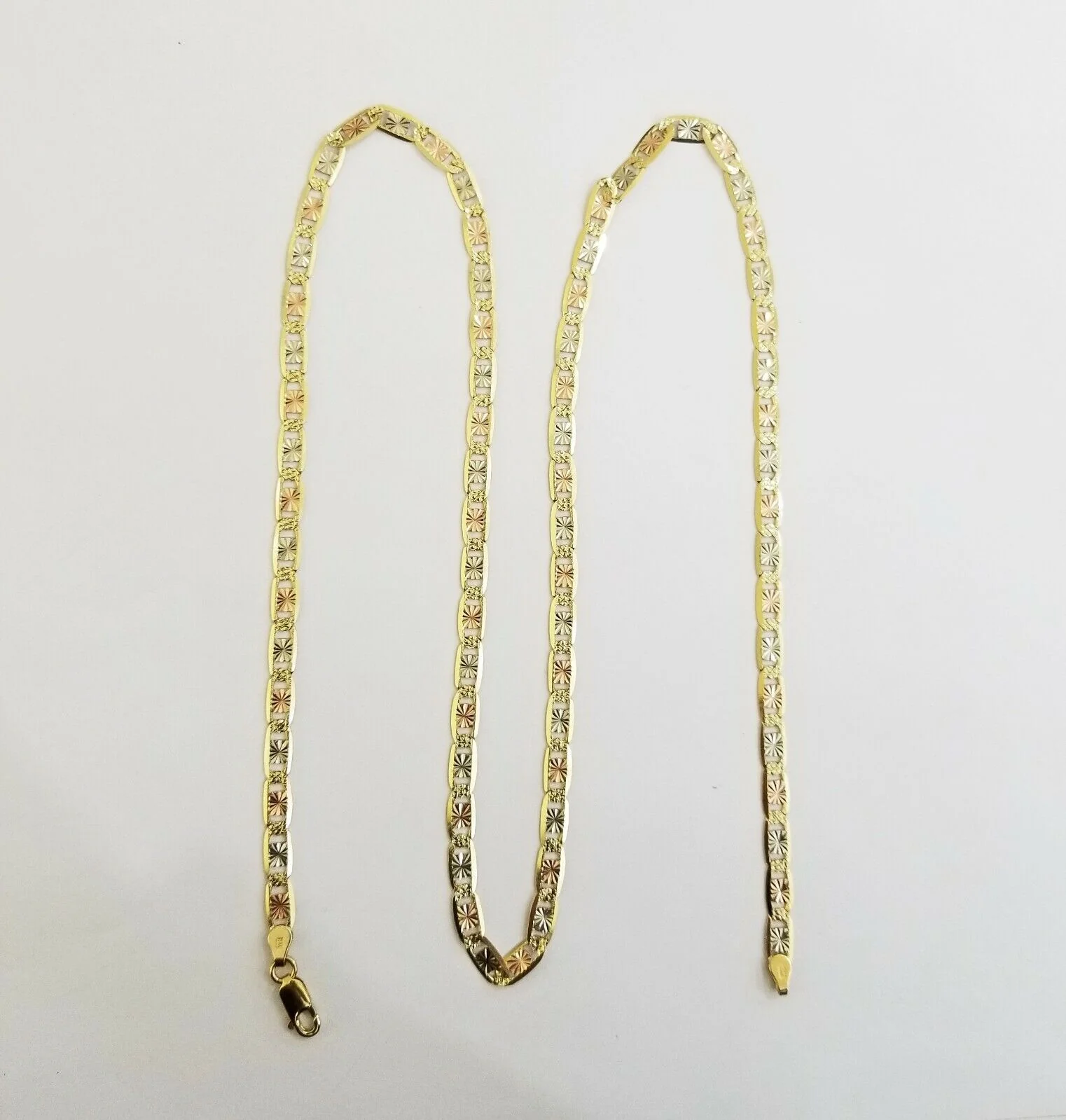 14k valentino Trio  Gold Women's Link chain 26" necklace 5mm with Diamond Cut - Image 5