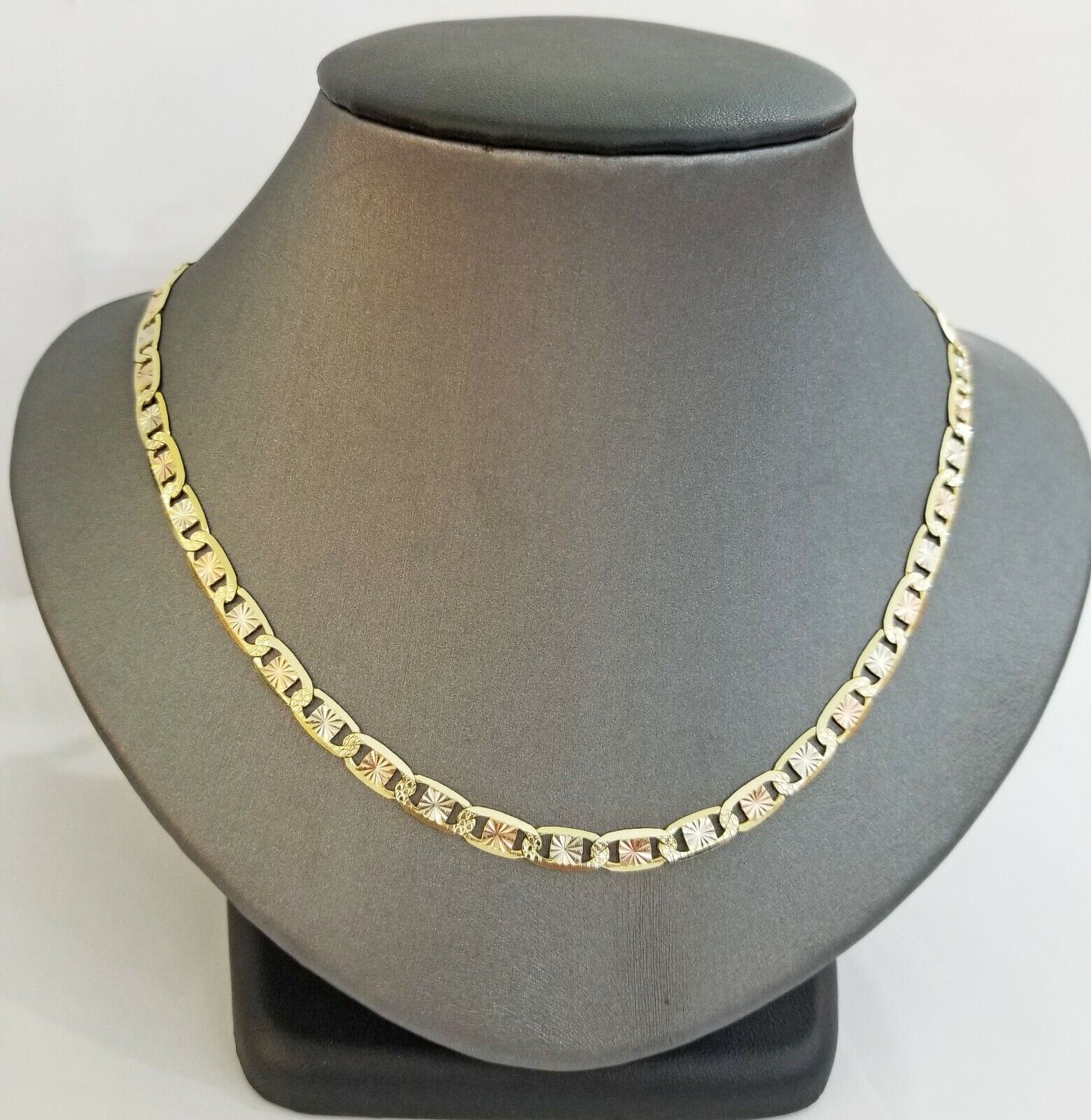 14k valentino Trio  Gold Women's Link chain 26" necklace 5mm with Diamond Cut - Image 6