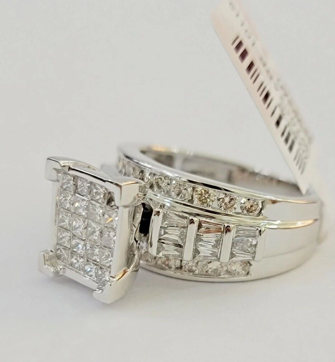14k white Gold Natural Diamond Ladies Ring 2CT Diamond Real Women Ring Band REAL Ring Sizes 6,7,8,9,10,11 & 12 - Image 3