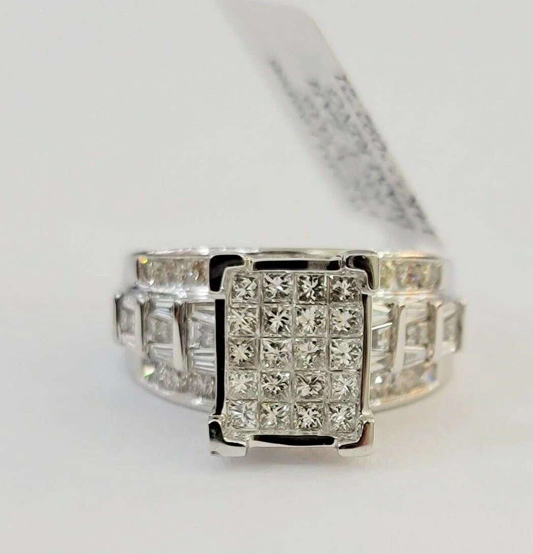 14k white Gold Natural Diamond Ladies Ring 2CT Diamond Real Women Ring Band REAL Ring Sizes 6,7,8,9,10,11 & 12 - Image 5