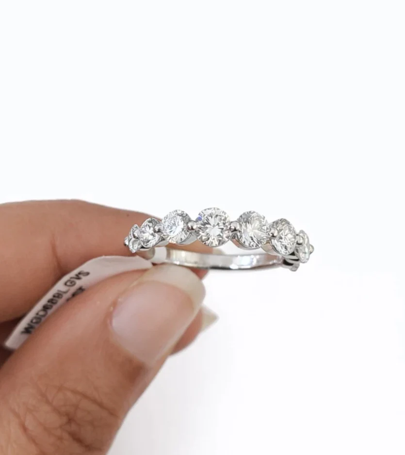 14k White Gold Round LAB Created Ring Diamonds Wedding Ladies Band Women - Image 5