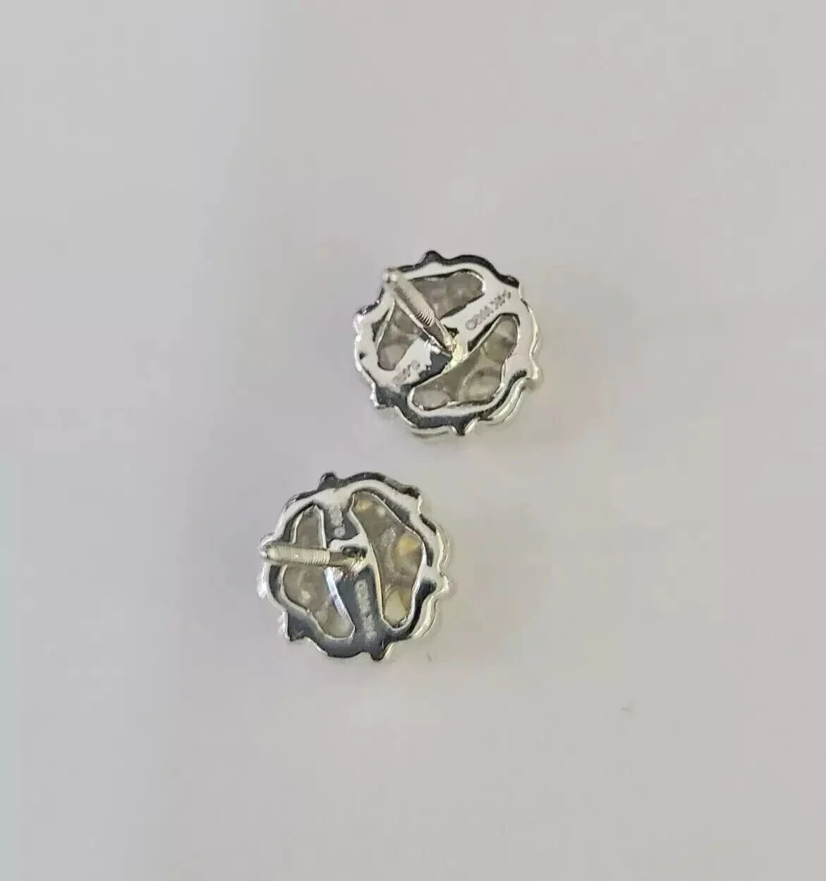 14k White Gold Stud Earring Real Solitaire Diamonds Screw-Back Women Men - Image 4
