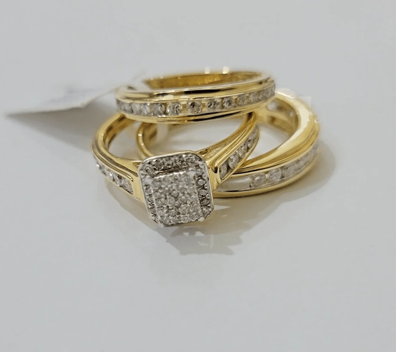 14k Yellow Gold 1.40CT Diamond Ring Band Ladies Trio Set Wedding Engagement SALE - Image 3