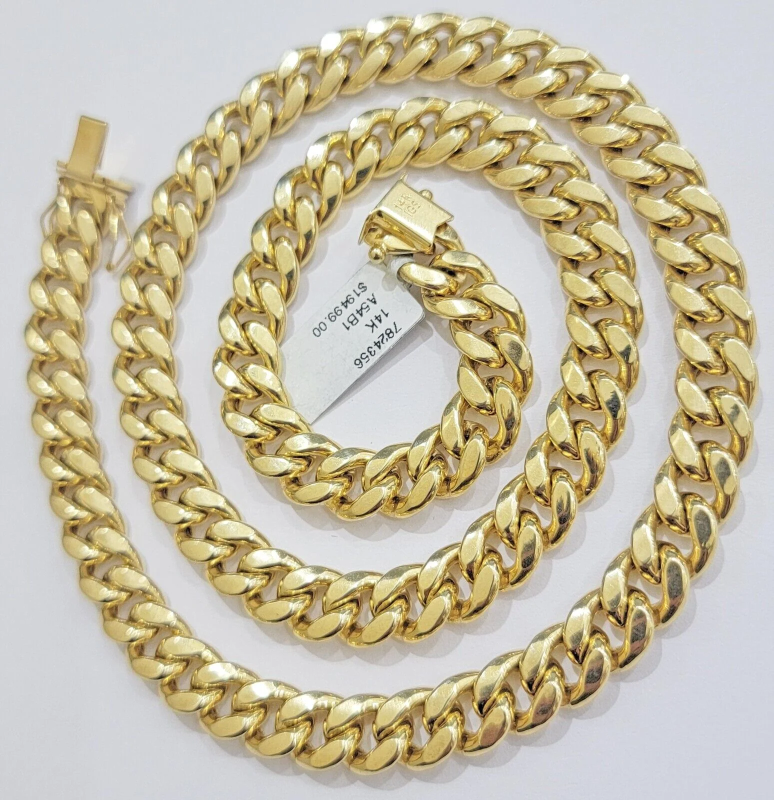 14k Yellow Gold 10mm Chain Miami Cuban Link Necklace 22" Men's Real 14 KT Gold