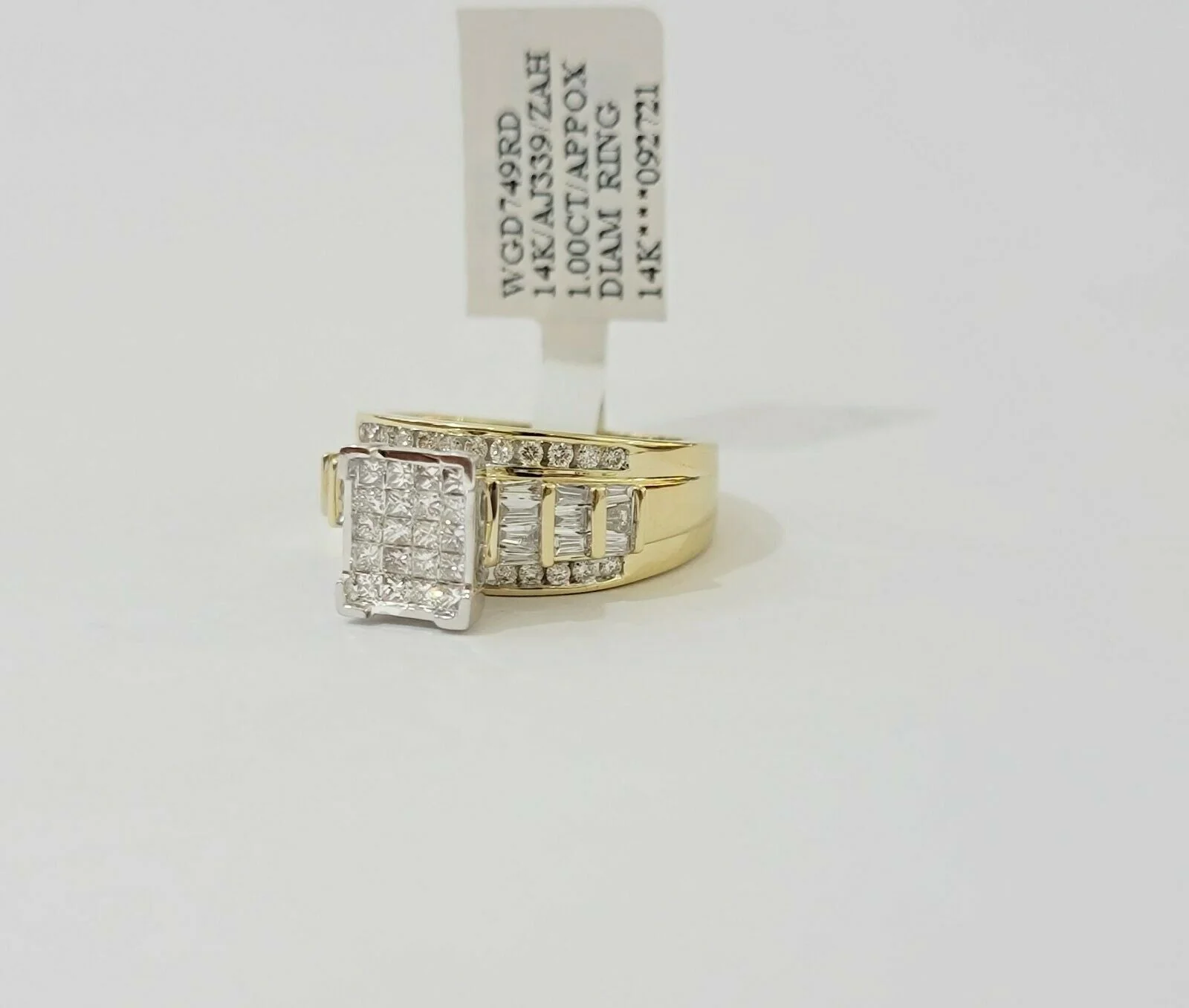 14k Yellow Gold 1CT Diamond Ladies Ring Princess Cut Baguette Round Diamd, Women - Image 9