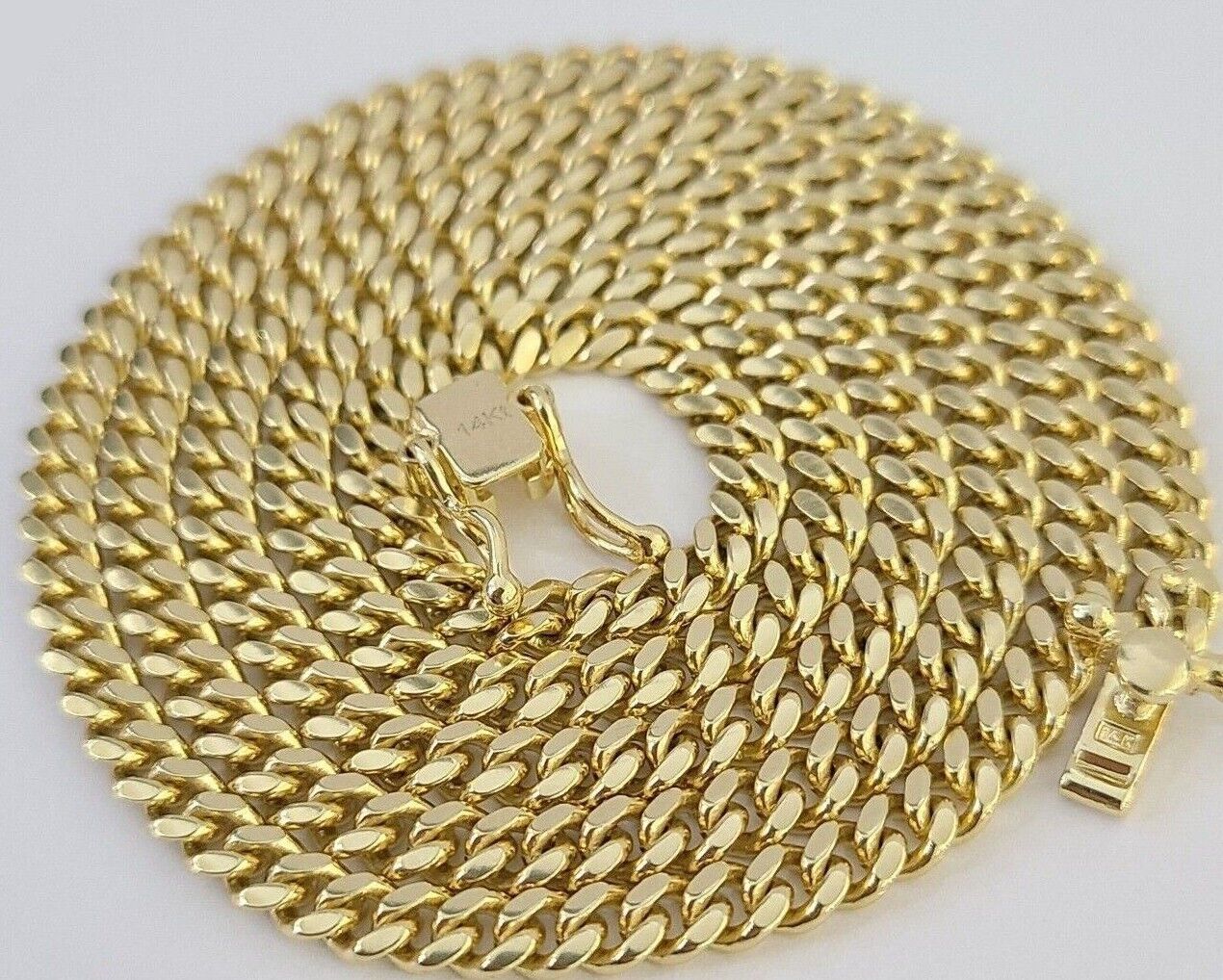 14k Yellow Gold 4mm Miami Cuban Link Chain Necklace 20"-28" Inch Real Solid - Image 2