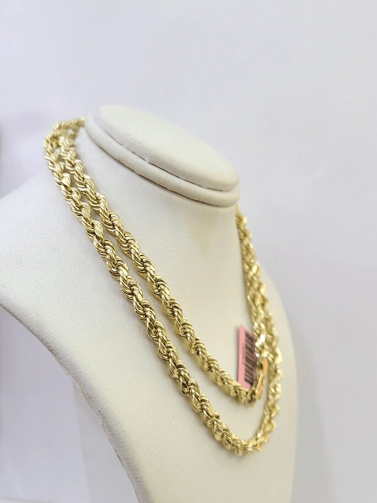 14K Yellow Gold 5mm Rope Chain 18 Inch Choker Diamond cuts necklace , Real 14KT - Image 4