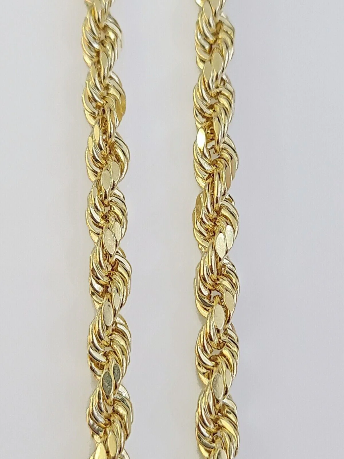 14K Yellow Gold 5mm Rope Chain 22 Inch Diamond cuts necklace , Real 14KT For Men