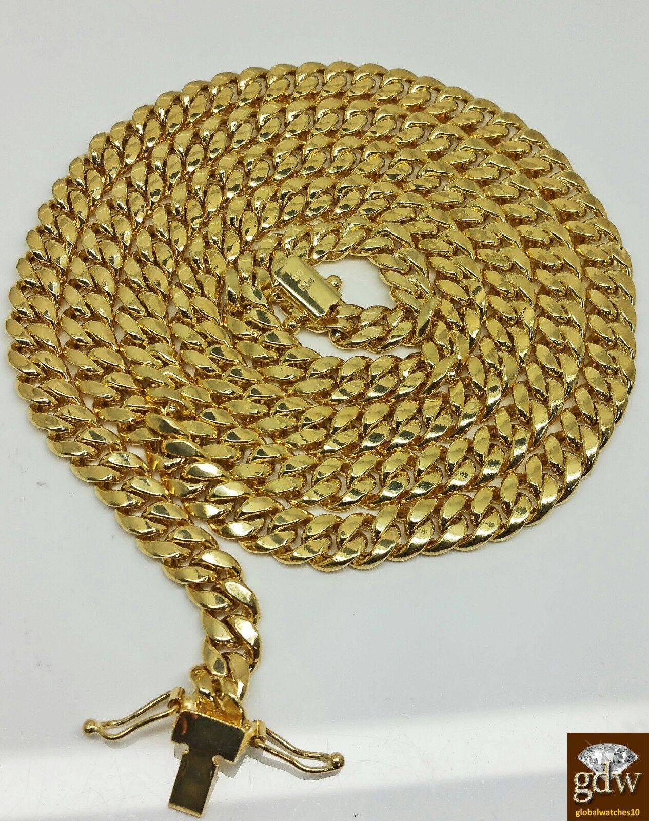14K Yellow Gold Chain 7mm Miami Cuban Link 22 Inch BOX LOCK Chain For Mens - Image 2